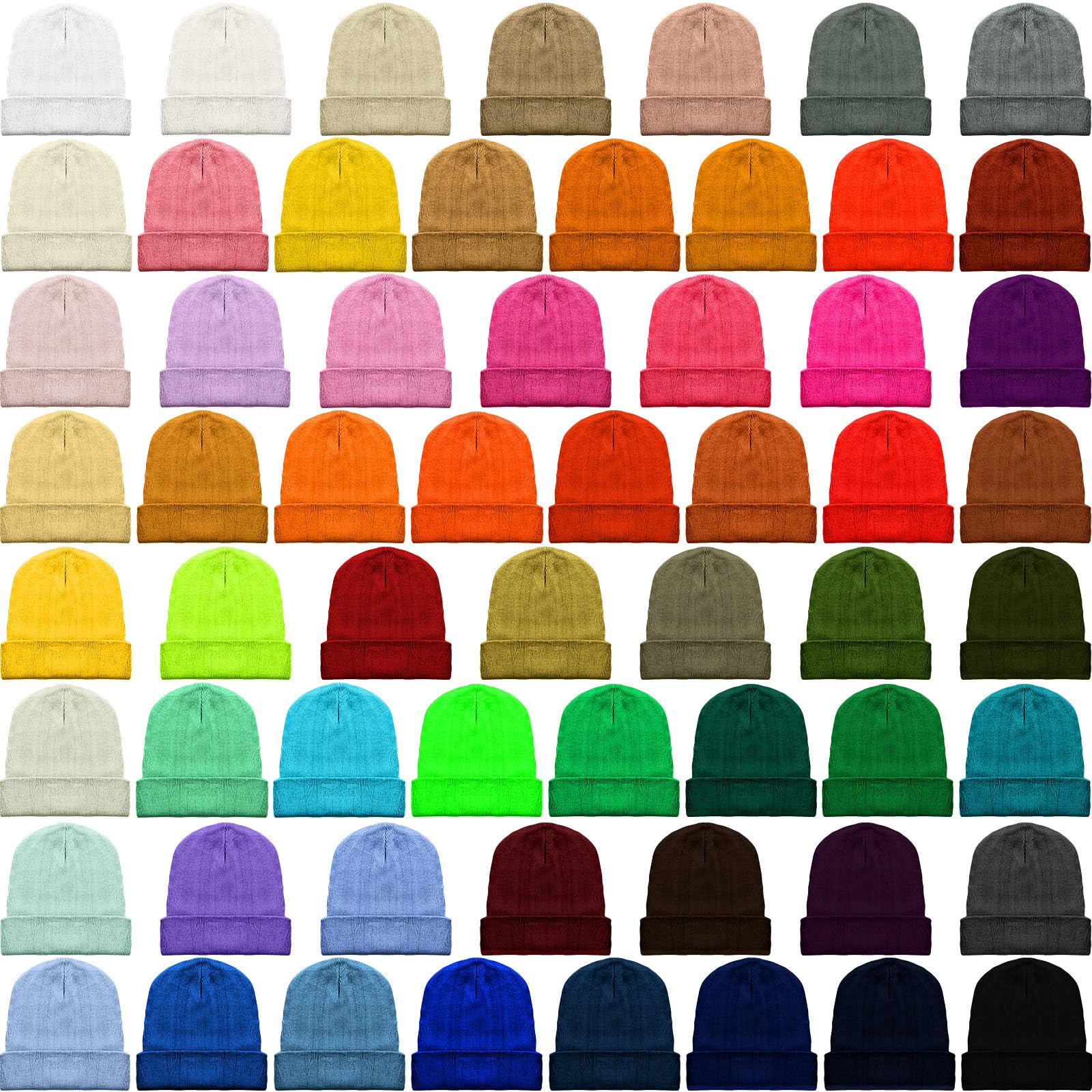 Suhine 60 Pack Winter Beanie Hats for Men & Women - Bulk Unisex Warm Knitted Skull Caps in Assorted Colors - Perfect for Outdoor Activities, Skiing, Snowboarding & Cold Weather Fashion