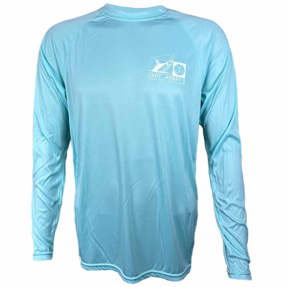 Captain Harry's Aqua Double Hook Long Sleeve UPF 50+ Sun Protection Fishing Shirt - Performance Quick-Dry Shirt for Men, Ideal for Fishing, Boating & Outdoor Adventures