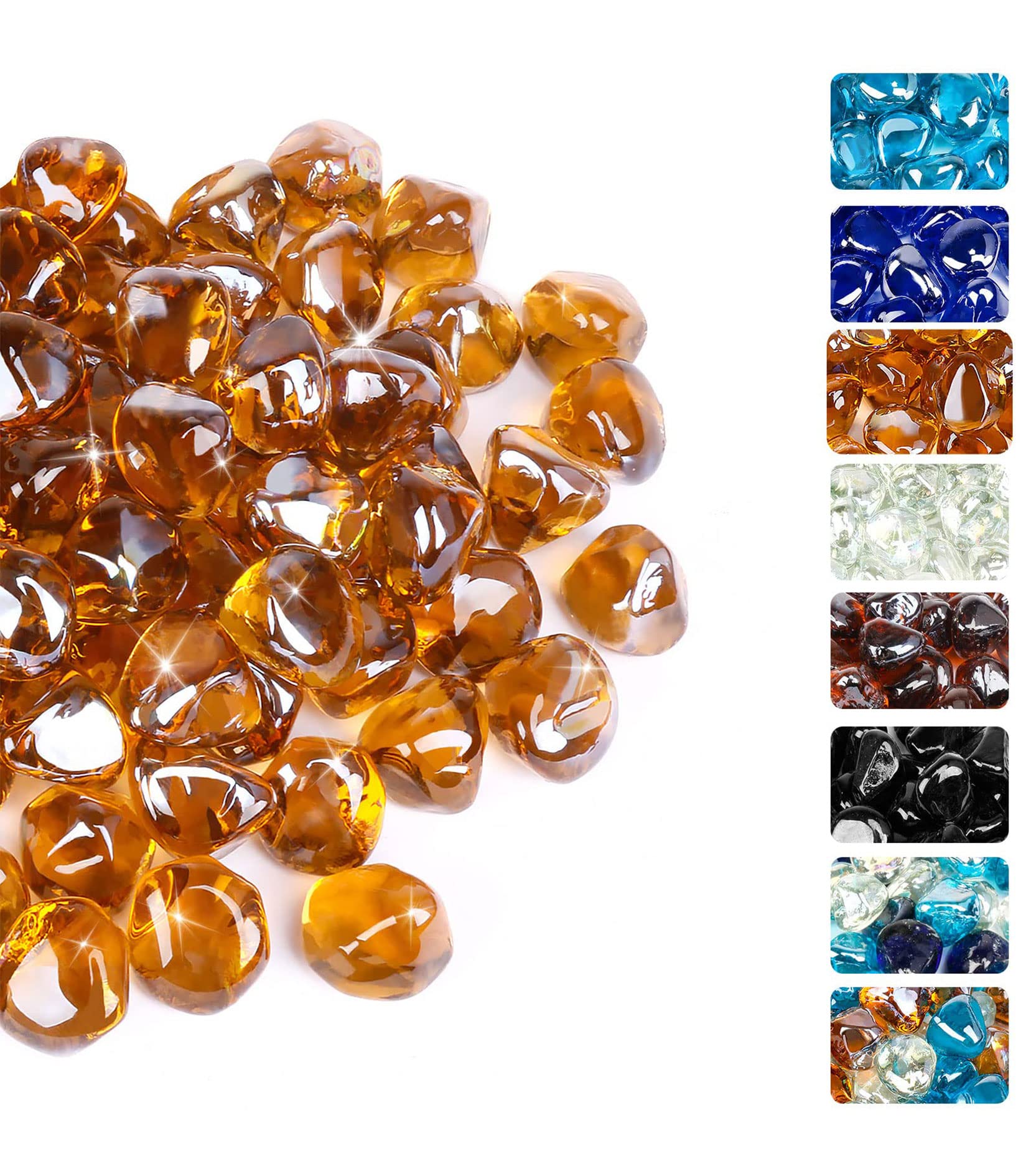 Premium Pink Champagne Fire Glass Diamonds - 1 Inch High Luster Reflective Tempered Glass Rocks for Fire Pits & Fireplaces (10 lbs) - Safe for Indoor/Outdoor Use in Natural Gas or Propane Fire Features - Perfect for Patio, Backyard, and Living Room Decor