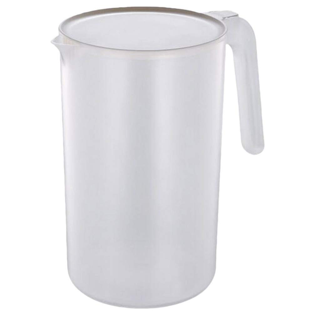 FRCOLOR 64oz Airtight Plastic Pitcher with Lid - BPA-Free Water Jug for Juice, Iced Tea, Lemonade, Sangria & Milk - Leakproof Beverage Dispenser for Refrigerator, Parties & Outdoor Use (Beige)