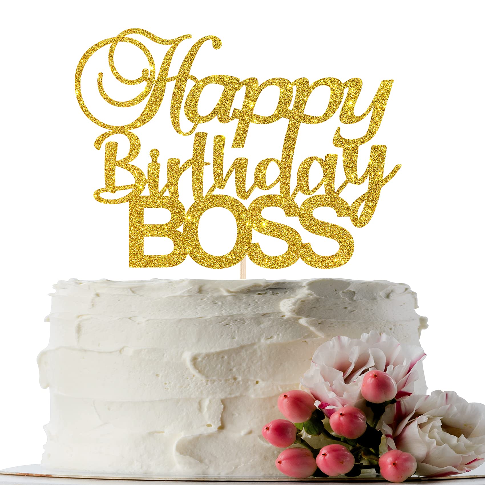 Gold Glitter Happy Birthday Cake Topper for Boss, Men & Baby Boy 1st Birthday - Prince Themed Party Decorations | Perfect for Office Celebrations, Baby Showers & Royal Birthday Parties