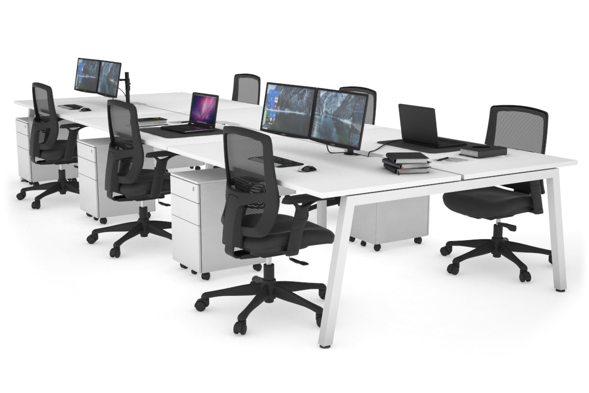 Quadro 6-Person Office Workstation Desk - 1400L x 800W with Cable Management - Perfect for Team Collaboration & Open Office Spaces