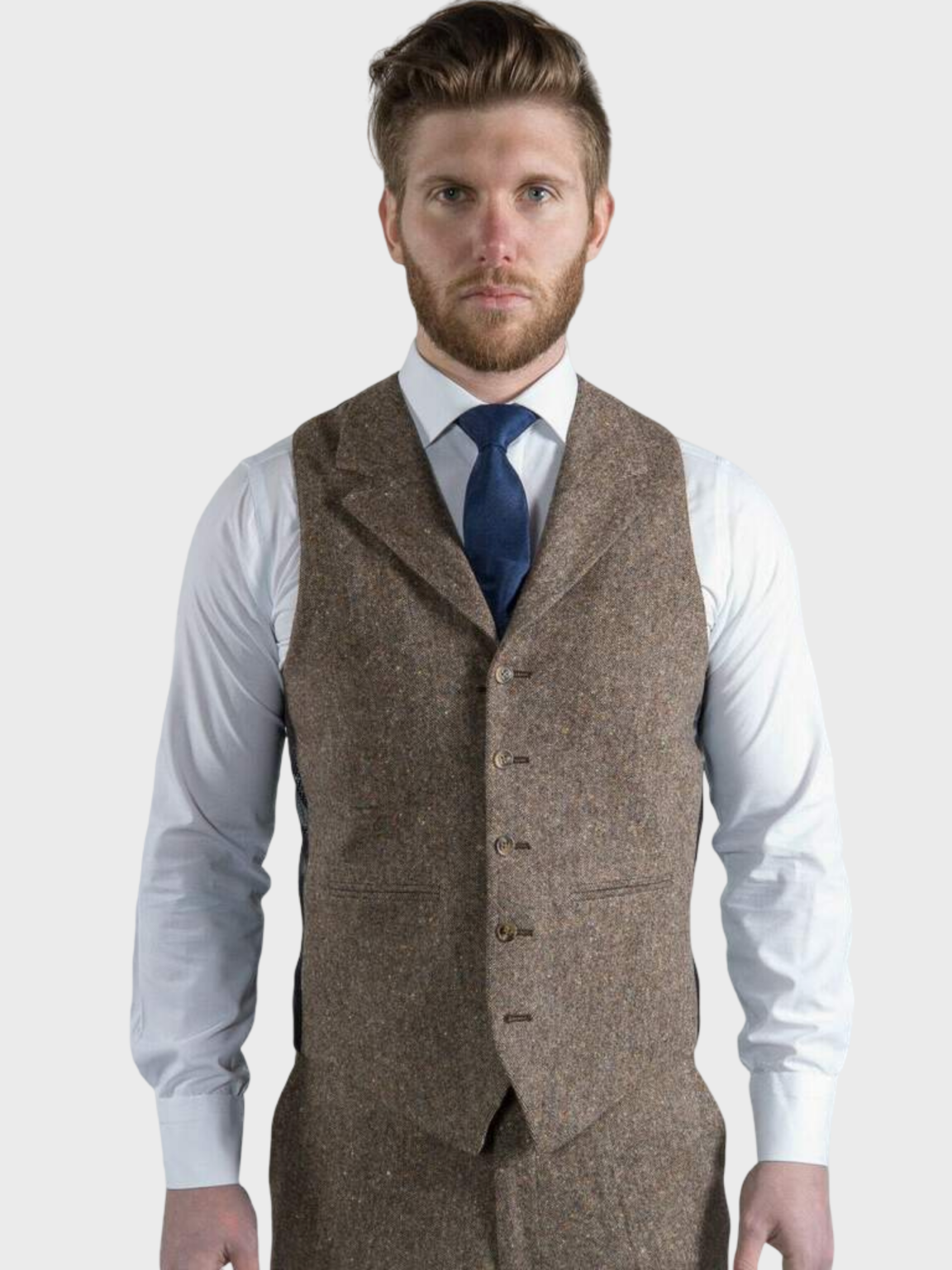 Brown Donegal Tweed 3-Piece Suit | 100% Wool Men's Formal Suit by Torre Elton | Perfect for Weddings, Business Meetings & Special Occasions