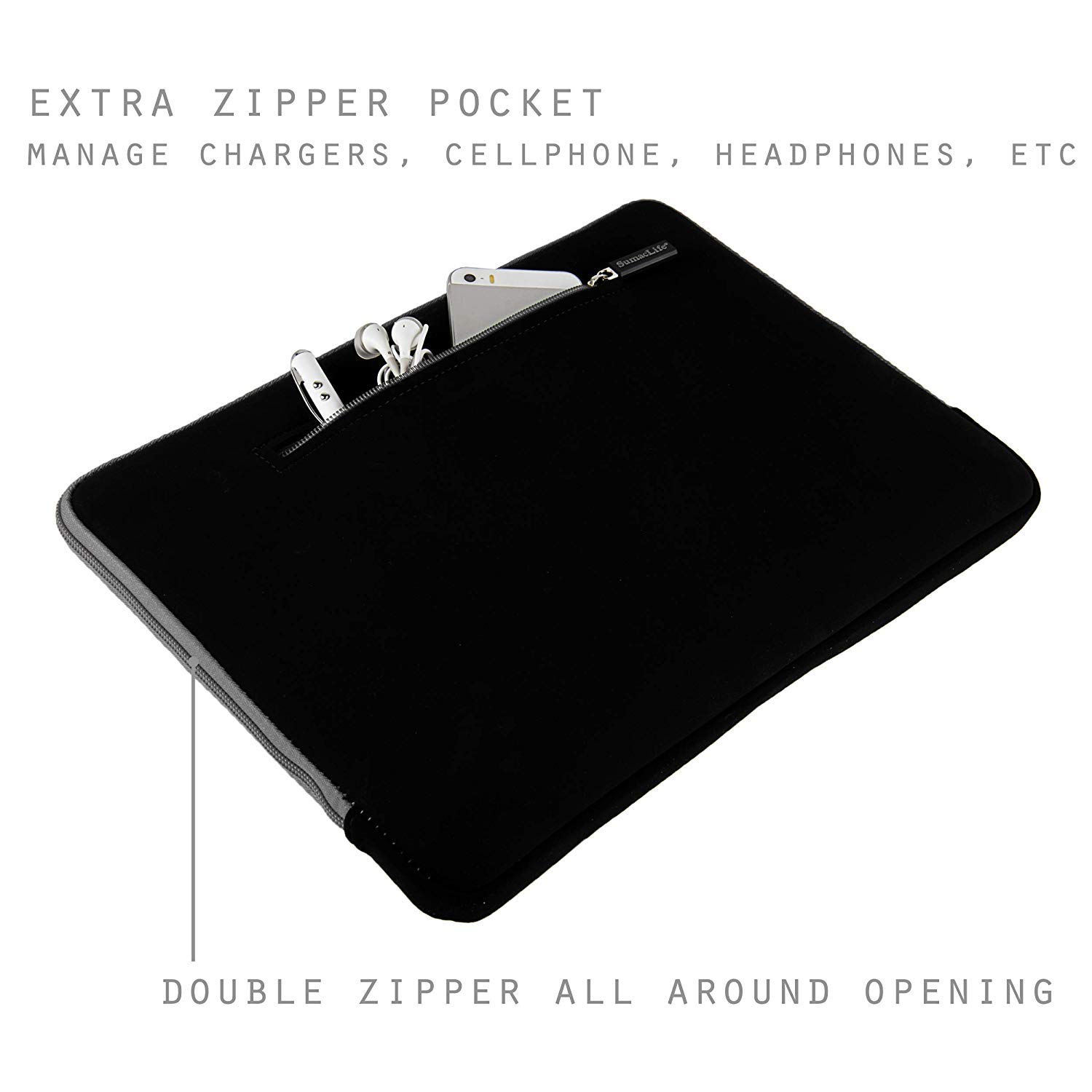 13 Inch Laptop Sleeve for MacBook Air/Pro 13, iPad Pro 12.9 & Galaxy Tab S7 - Protective Neoprene Case with Soft Lining for Travel, Work & School