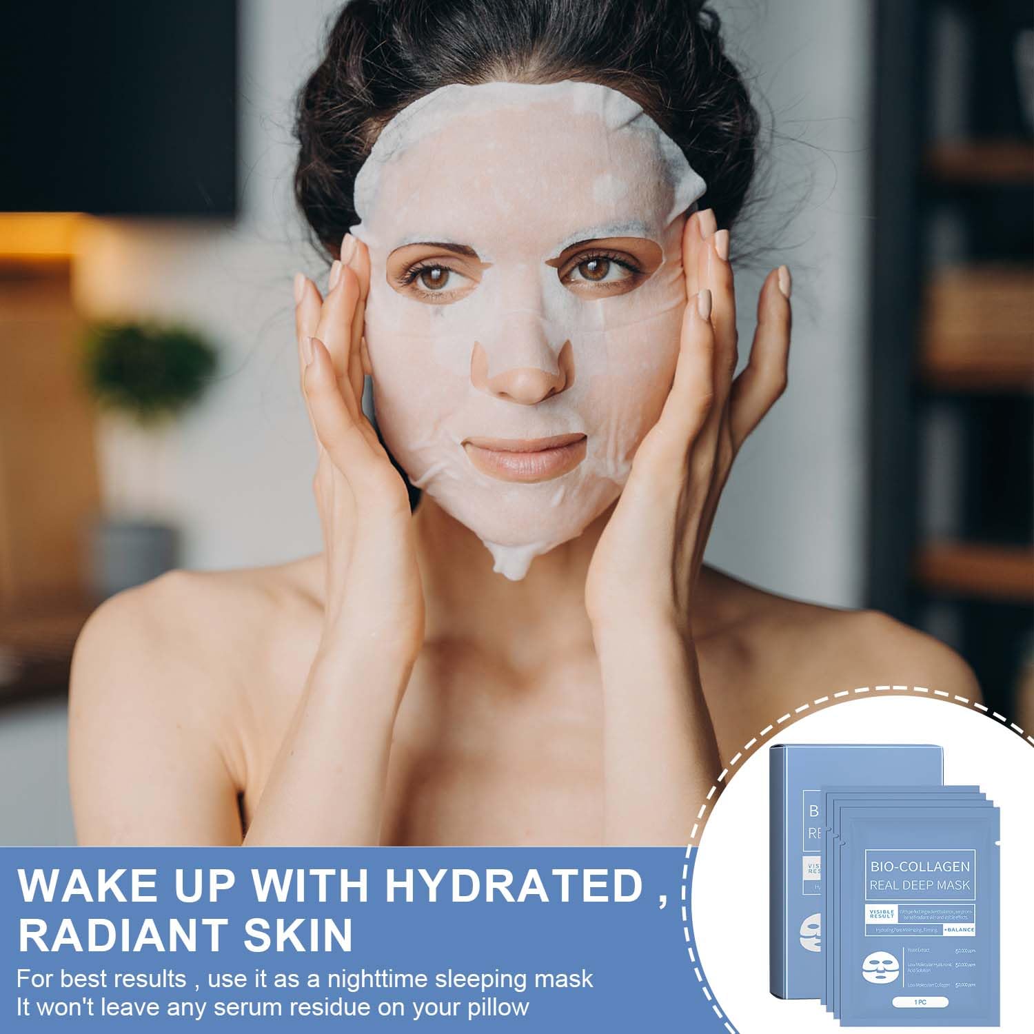 **Collagen Face Mask - Anti Wrinkle & Deep Hydrating Overnight Hydrogel Mask for Firming & Lifting - Skin Elasticity Improvement (4Pcs) - Perfect for Night Skincare Routine & Anti-Aging Treatment**