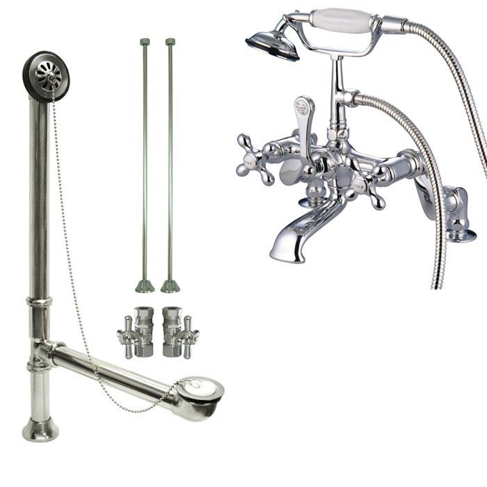 Chrome Deck Mount Clawfoot Bathtub Faucet with Hand Shower Set - Vintage Style Bathroom Fixture for Freestanding Tubs - Perfect for Spa-Like Relaxation and Luxurious Bathroom Upgrades