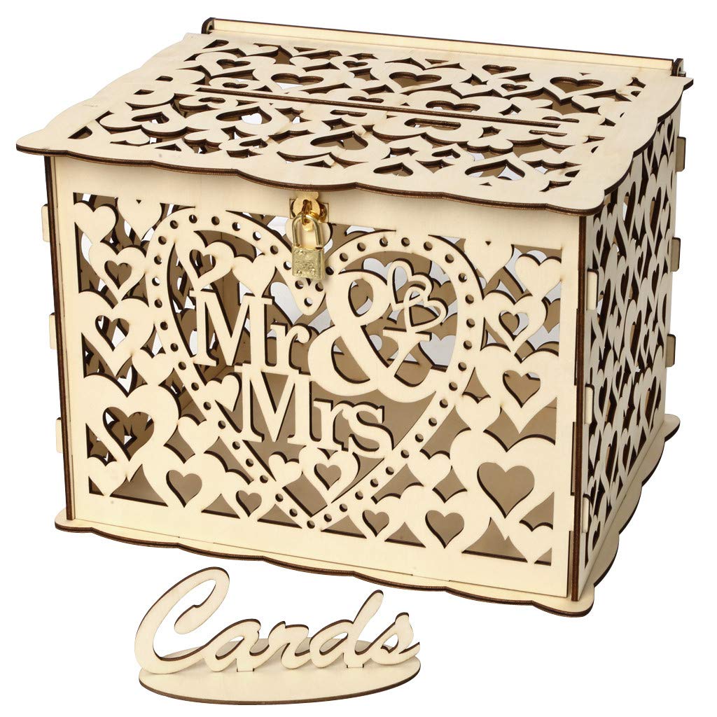 Handmade Wooden Money Box for Wedding, Birthday & Party Favors - DIY Gift Card Holder with Lock - Rustic Home Decor for Special Occasions & Celebrations