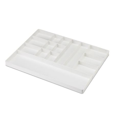 15-Section Plastic Dental Drawer Organizer Tray - White Medical Supply Cart Storage Solution for Dental Clinics & Hospitals
