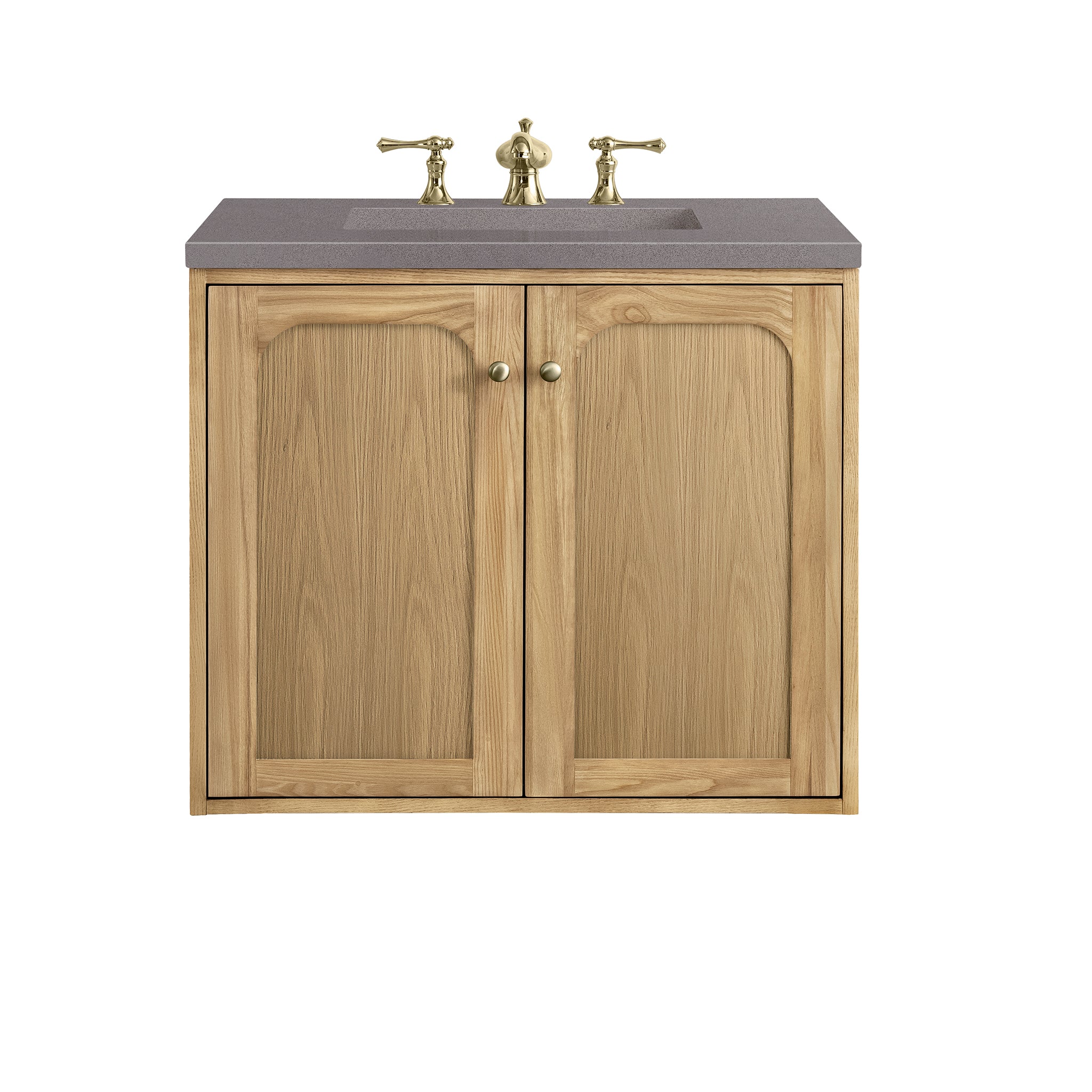 Laurent 30-Inch Single Bathroom Vanity in Light Natural Oak with 3CM Grey Expo Top – Perfect for Modern Master Bathrooms & Powder Rooms