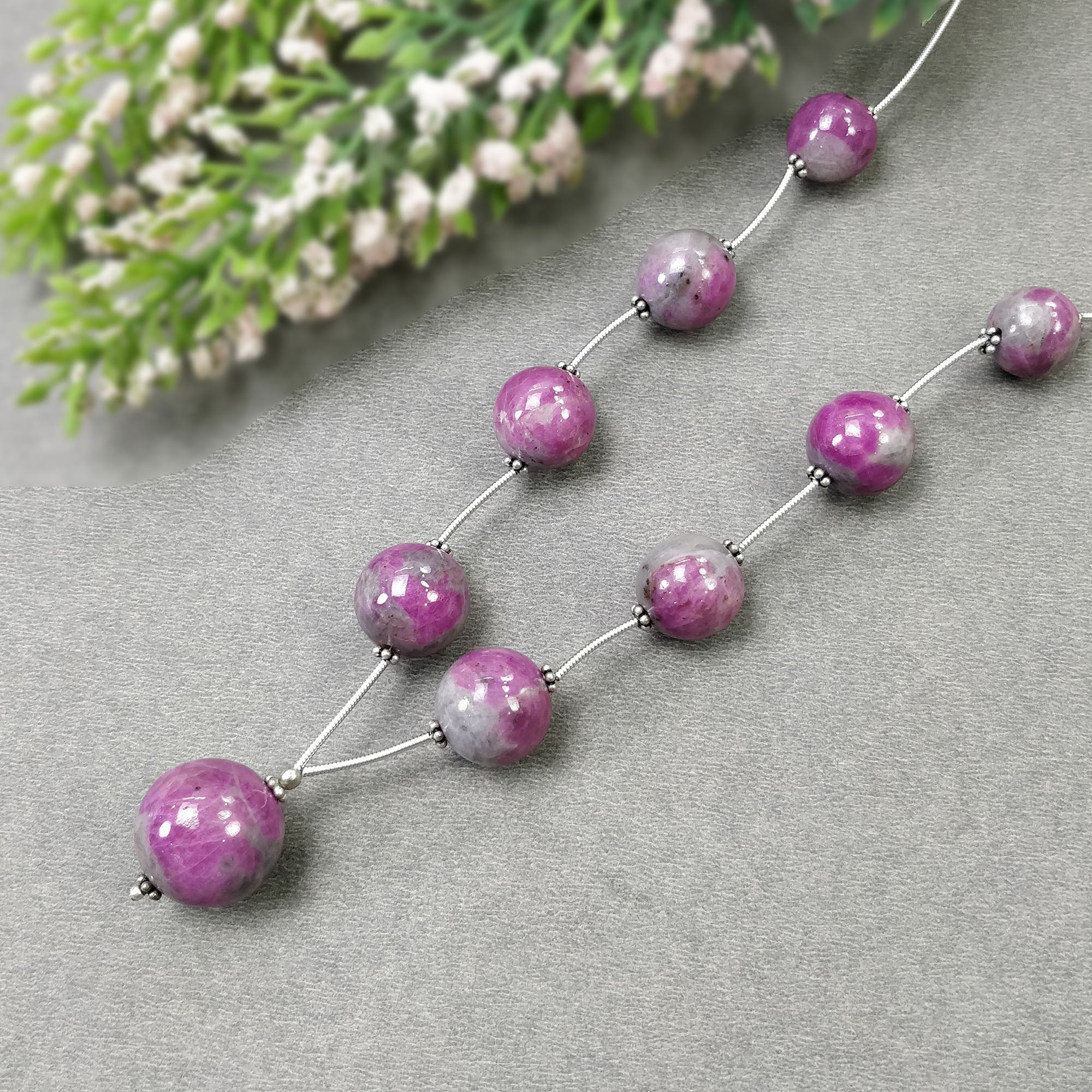 Natural Untreated Bi-Color Zoisite Ruby Loose Beads - 205.20cts Gemstone Balls (11.5mm-16.5mm) for Jewelry Making, DIY Crafts & Healing Crystal Collections