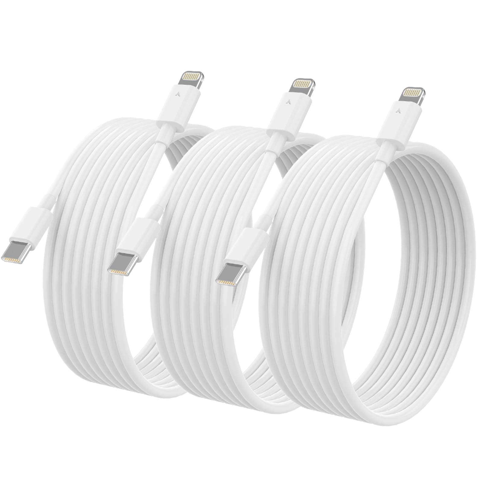 Apple MFi Certified USB C to Lightning Cable 3 Pack (6FT) - Fast Charging Cable for iPhone 14 13 12 11 Pro Max XR XS 8 Plus - Compatible with iPad & AirPods - White | Home, Office & Travel Charging Solution