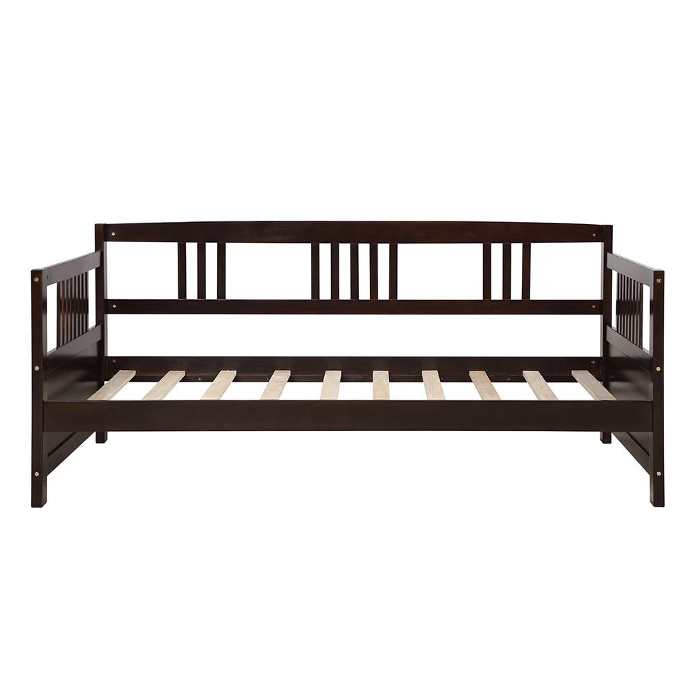 Twin Size Daybed with Simple Wood Frame - Espresso Finish for Bedroom, Living Room, or Guest Room Furniture | Perfect for Small Spaces, Sleepovers & Multi-Purpose Use