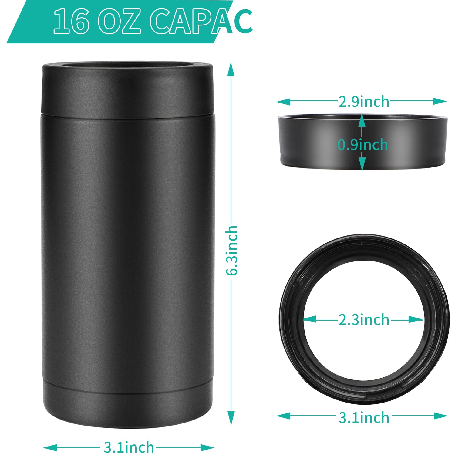 OJOJ 16oz Double Walled Insulated Stainless Steel Beer Can Cooler - Keep Drinks Cold for Hours, Perfect for Camping, BBQs & Outdoor Parties