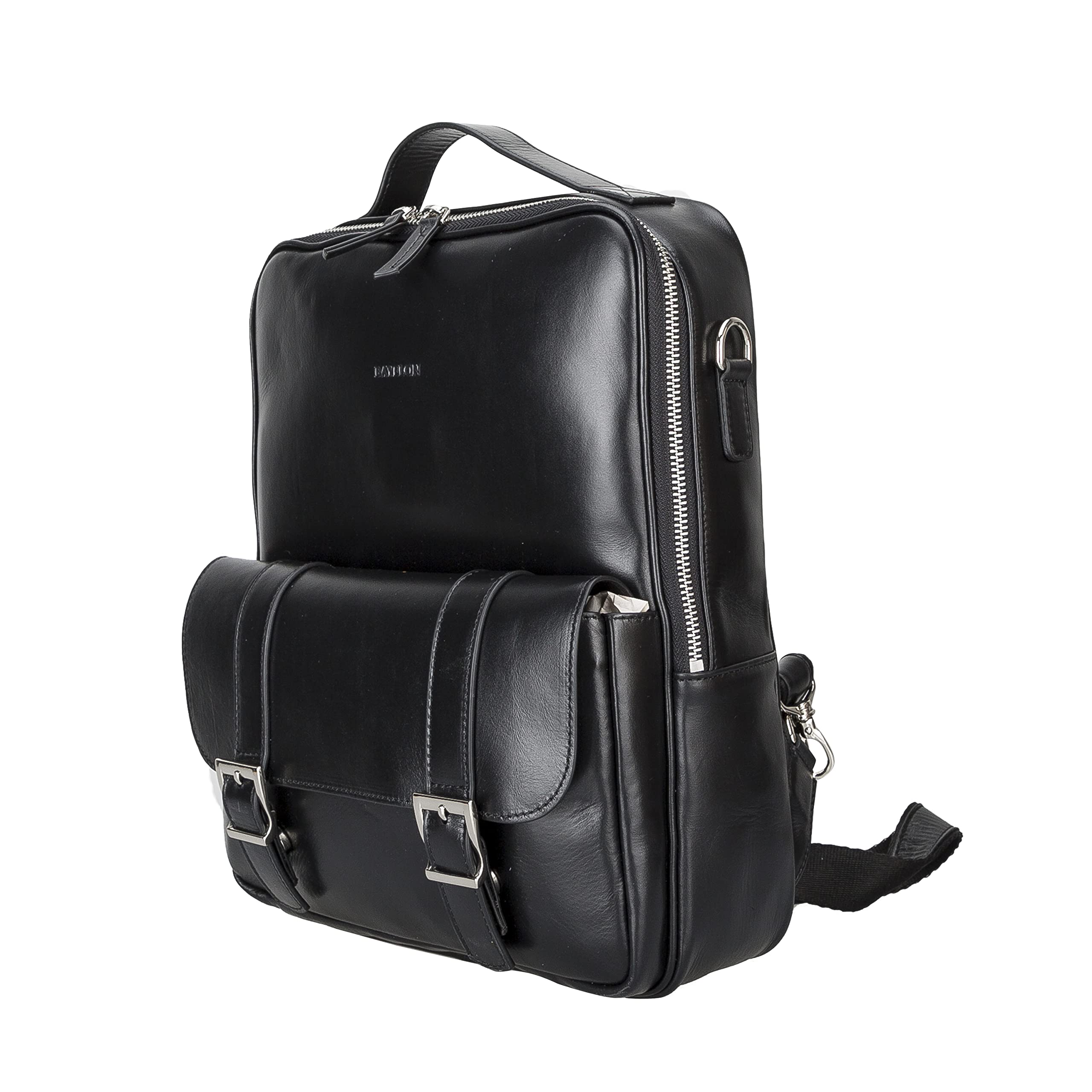 **Bayelon Genuine Leather Backpack – Vintage Laptop Bag for Women & Men – Travel, School & Business Daypack – Slim & Stylish (Rustic Black) – Perfect for Work, College & Outdoor Adventures**