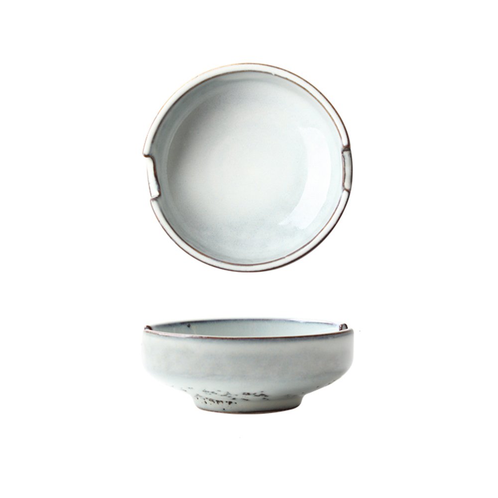 Retro Style Colias Wing Marble Porcelain Bowls - Set of 4 White Multipurpose Side Dishes for Soy Sauce, Seasonings & Dipping - Perfect for Asian Dining, Sushi Restaurants & Home Kitchen Decor