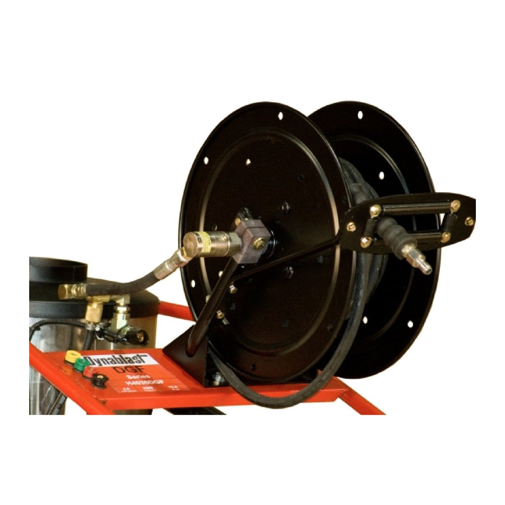 Dynablast 150ft 3/8 Inch Powder Coated Steel Manual Hot Water Hose Reel Kit HR4KIT - Perfect for Garden, Lawn, and Outdoor Watering Tasks