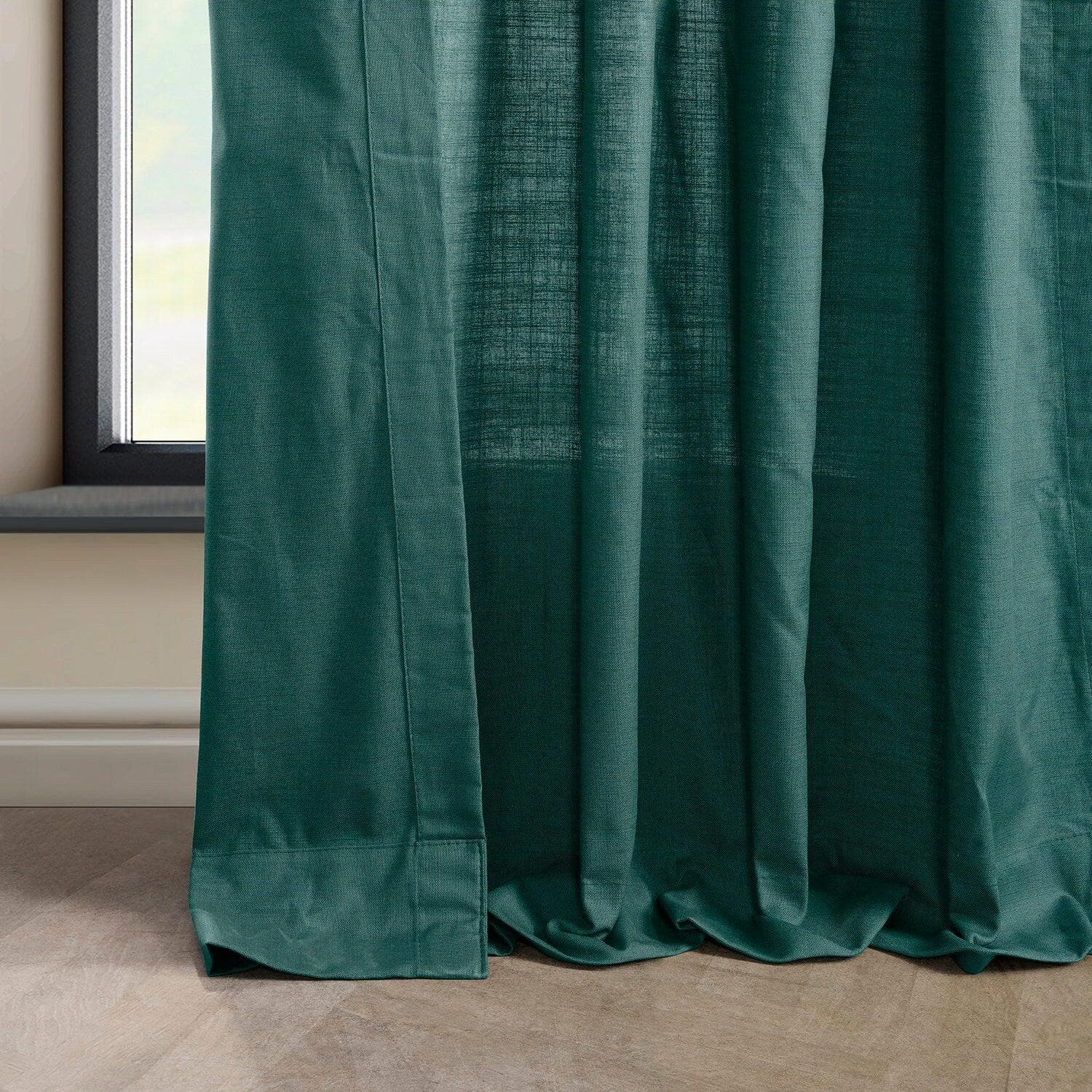Dark Teal Dune Textured Cotton Curtain Pair (2 Panels) - Premium Window Treatments for Living Room & Bedroom Blackout Drapes
