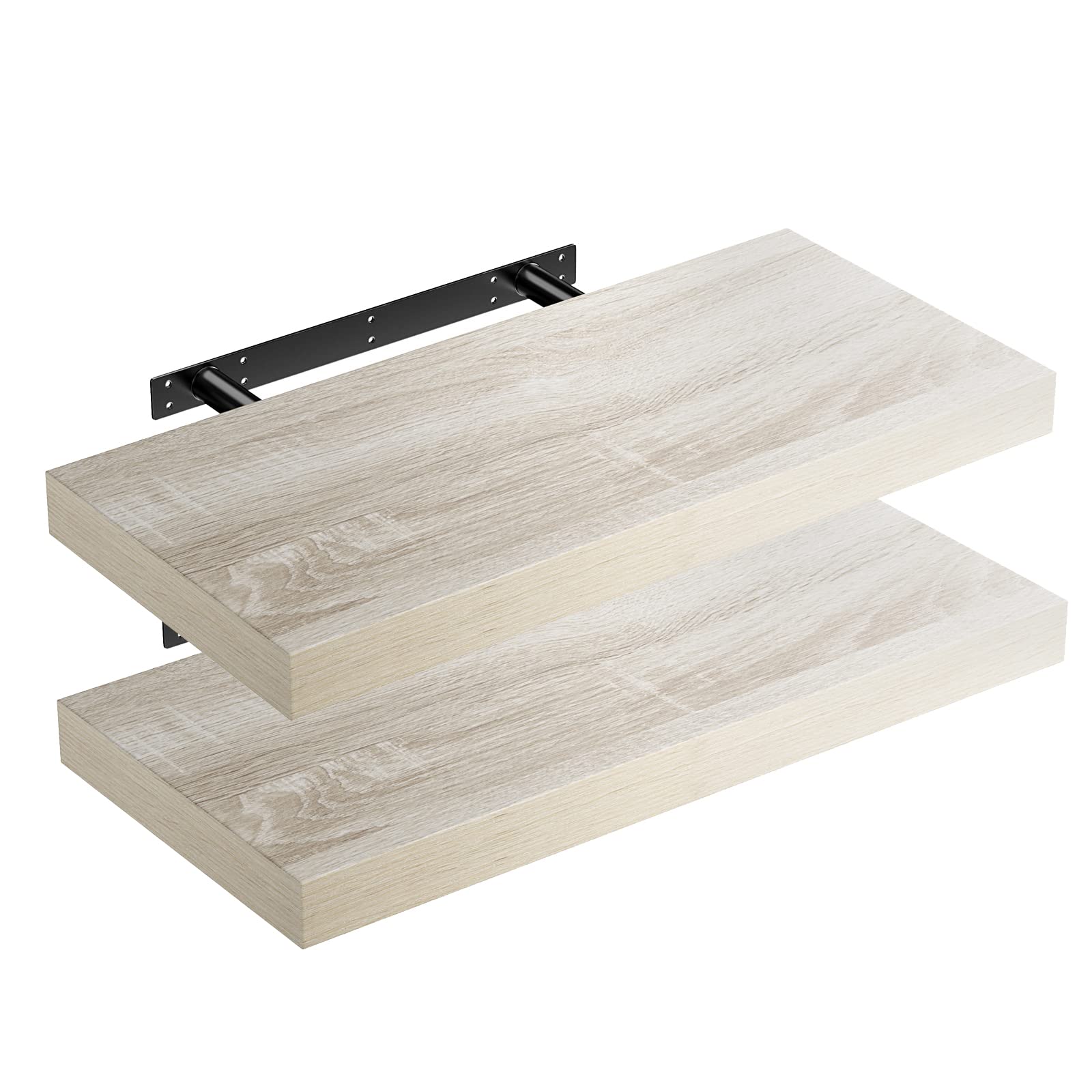 CASARIA® Set of 2 Floating Shelves 50cm x 23cm - Matt Grey MDF Wall Shelves with Hidden Brackets | 38mm Thick, 15kg Load Capacity | Perfect for Living Room, Kitchen, Bedroom & Office Storage & Decor