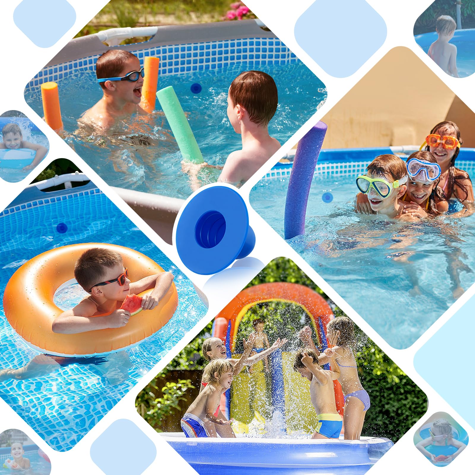 6pcs Above Ground Pool Plugs - Replacement Pool Stopper Plugs for Intex Coleman Bestway Pools, Blue Pool Filter Pump Hole Plugs | Perfect for Pool Maintenance & Winterization