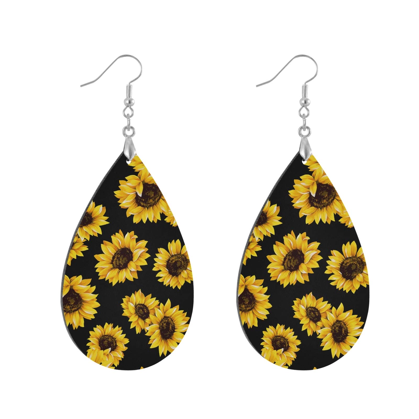 Stylish Yellow Floral Sunflower Dangle Earrings for Women - Boho Drop Earrings with Black Accents | Perfect for Summer Outfits, Weddings & Casual Wear
