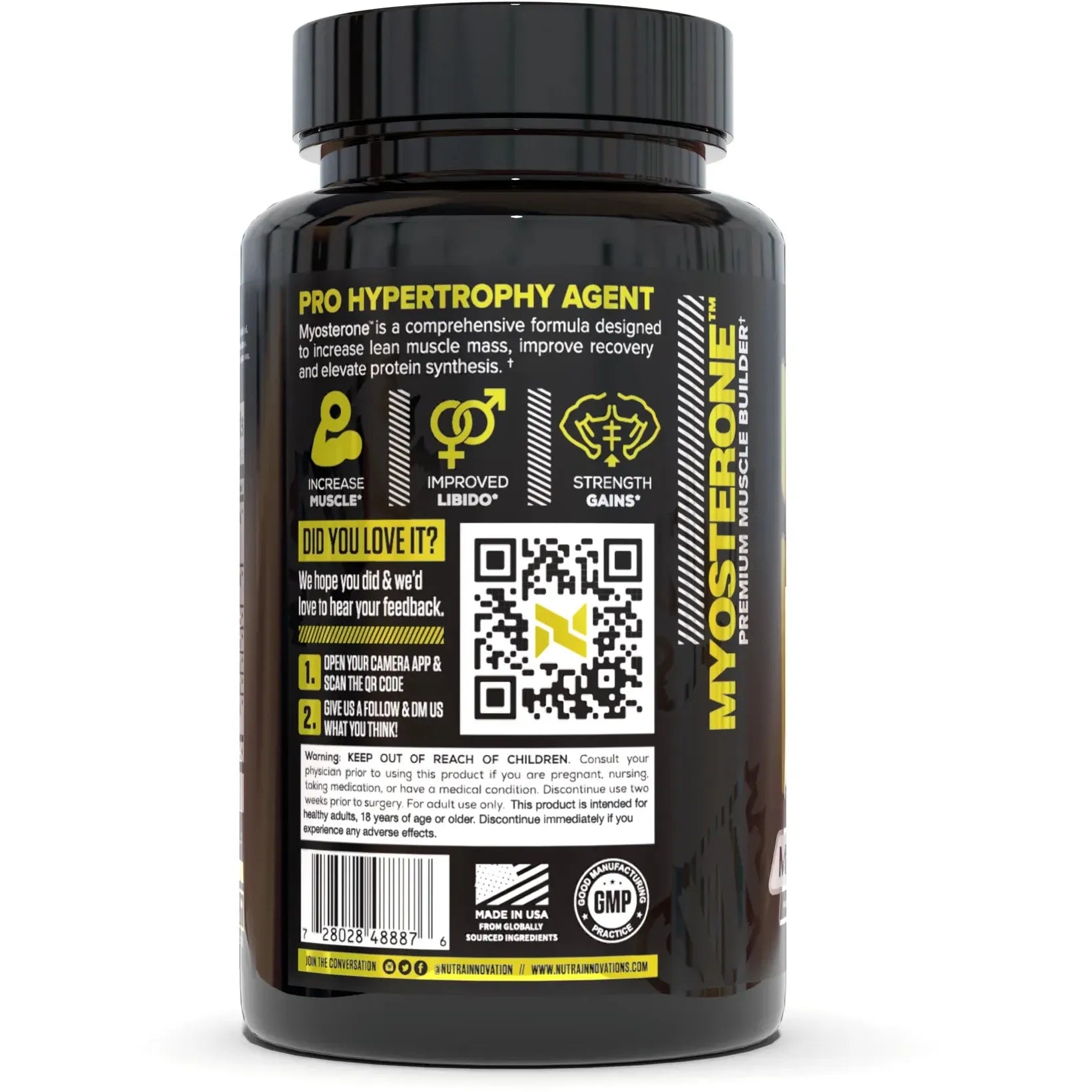 Nutra Innovations Myosterone - Natural Testosterone Booster for Men, Muscle Growth & Strength Supplement - Gym, Workout & Bodybuilding Support