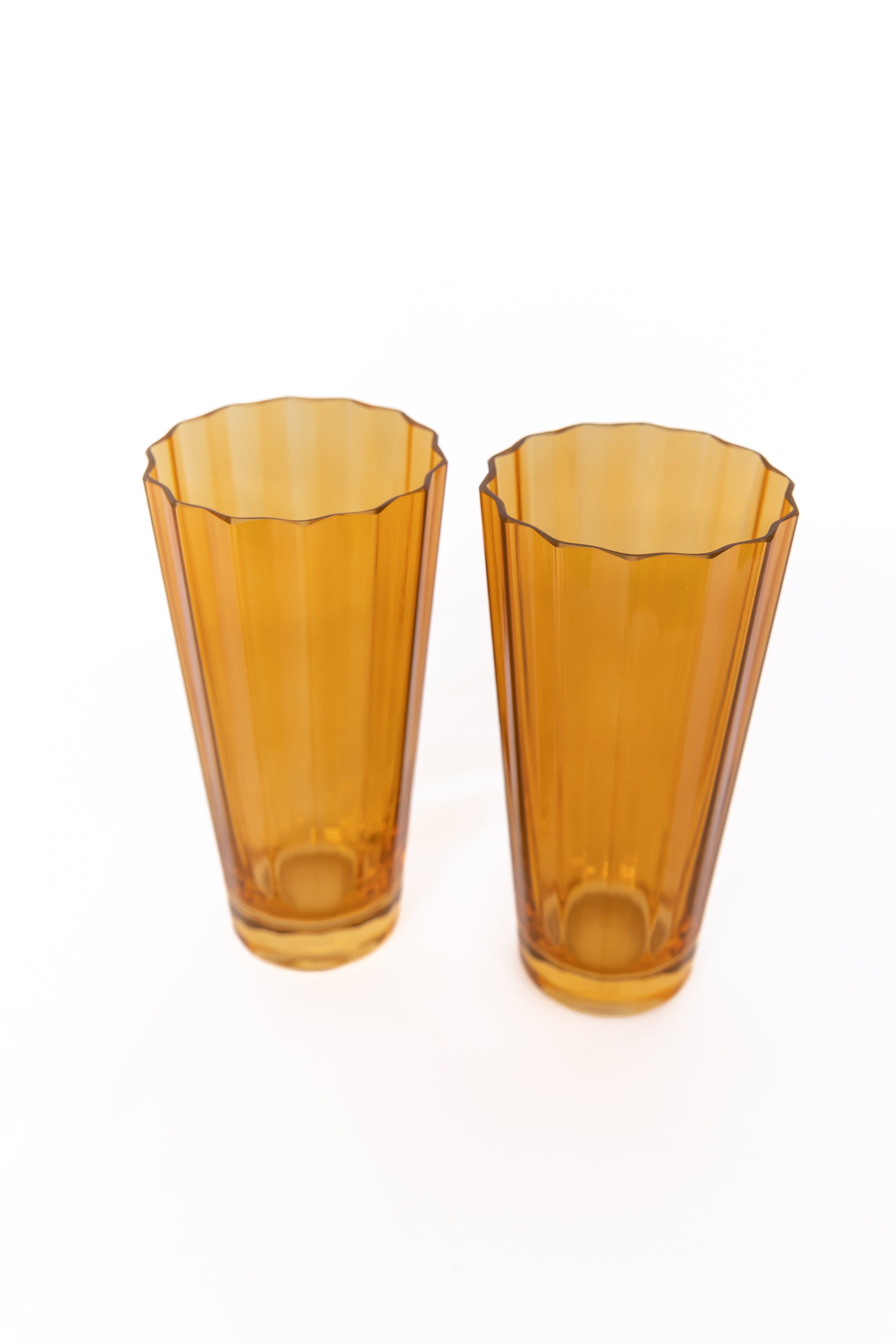 Estelle Colored Sunday Highball Glasses - Set of 2 Butterscotch - Perfect for Cocktails, Iced Coffee & Entertaining