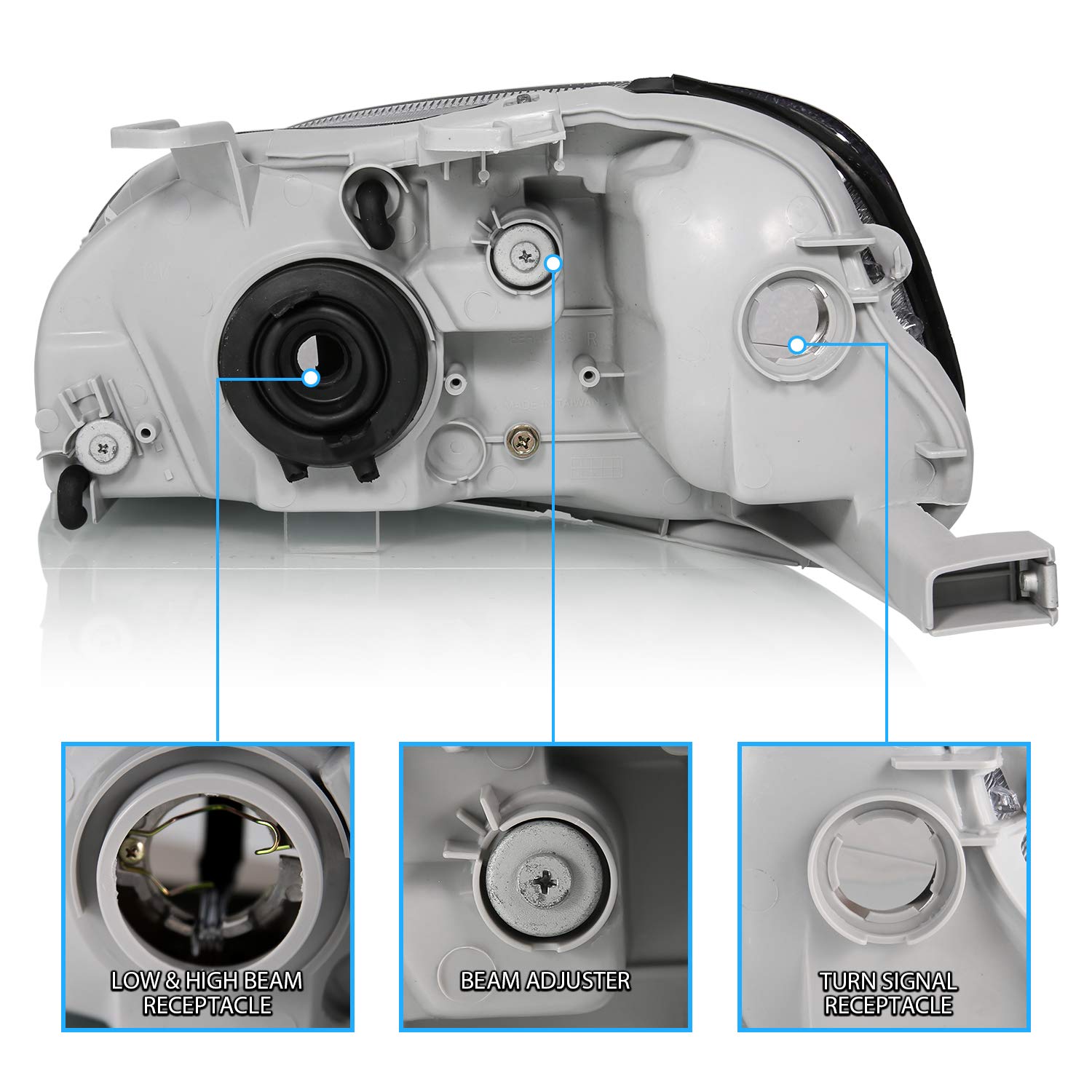 AmeriLite Chrome Replacement Headlights Set for 1999-2000 Honda Civic - Left & Right Side Headlamps - Perfect for Night Driving & Car Restoration Projects