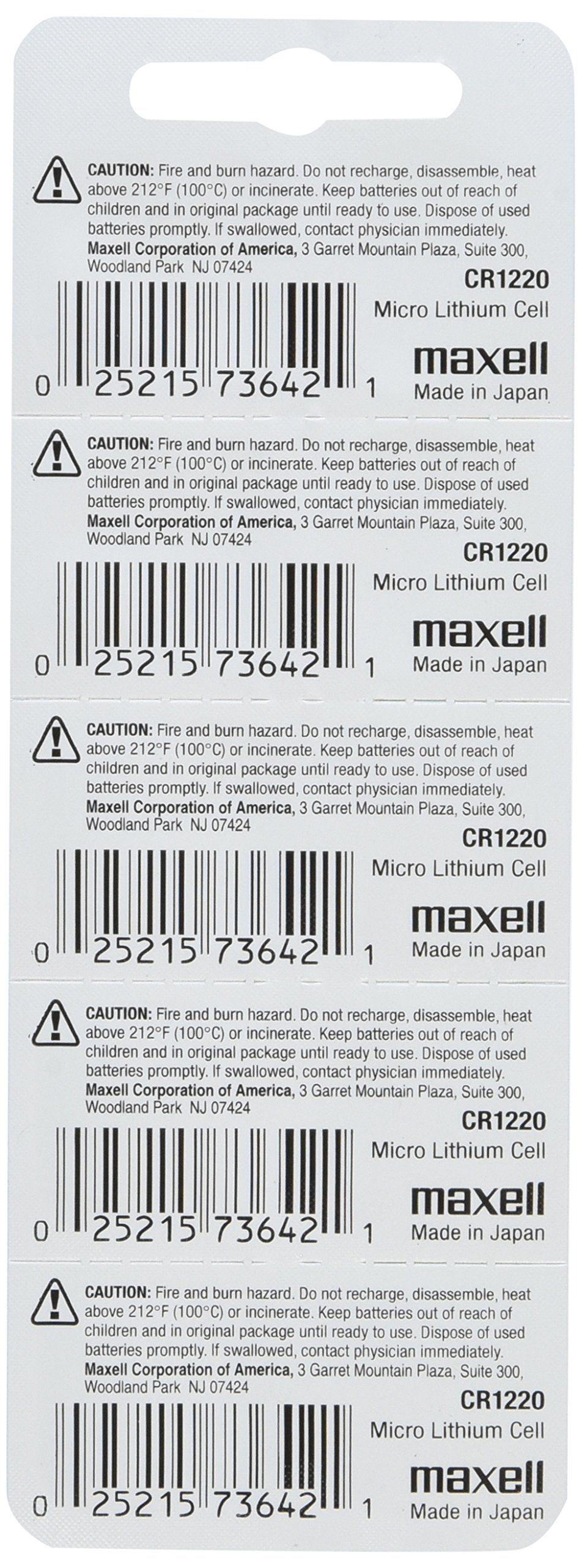 Maxell CR1220 3V Lithium Coin Battery - 5 Pack - Long Lasting Power for Watches, Calculators, Key Fobs & Small Electronics - Replacement for CR1220 Watch Batteries