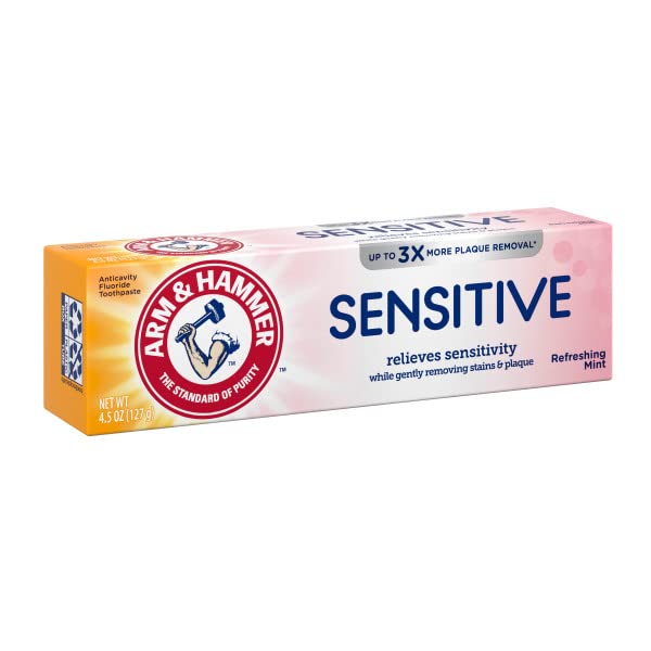 Arm & Hammer Sensitive Teeth & Gums Toothpaste - Refreshing Mint Flavor, 4.5 oz (3-Pack) | Whitening & Enamel Protection for Sensitive Teeth | Gentle Daily Care for Gum Health | Perfect for Travel & Family Use