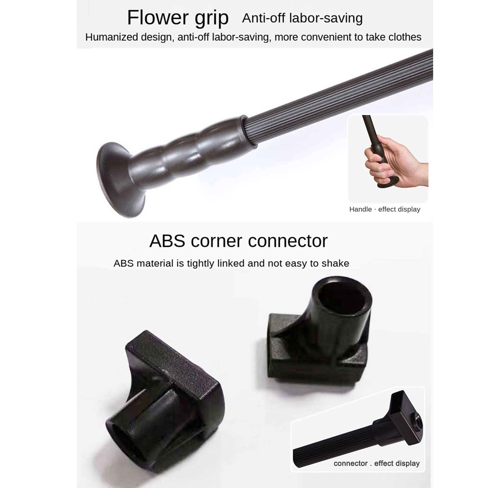 Adjustable Pull Down Closet Rod - Extendable 600-830cm Wardrobe Hanging Bar for Space Saving Storage (Black) | Perfect for Small Closets, Apartments & RV Organization