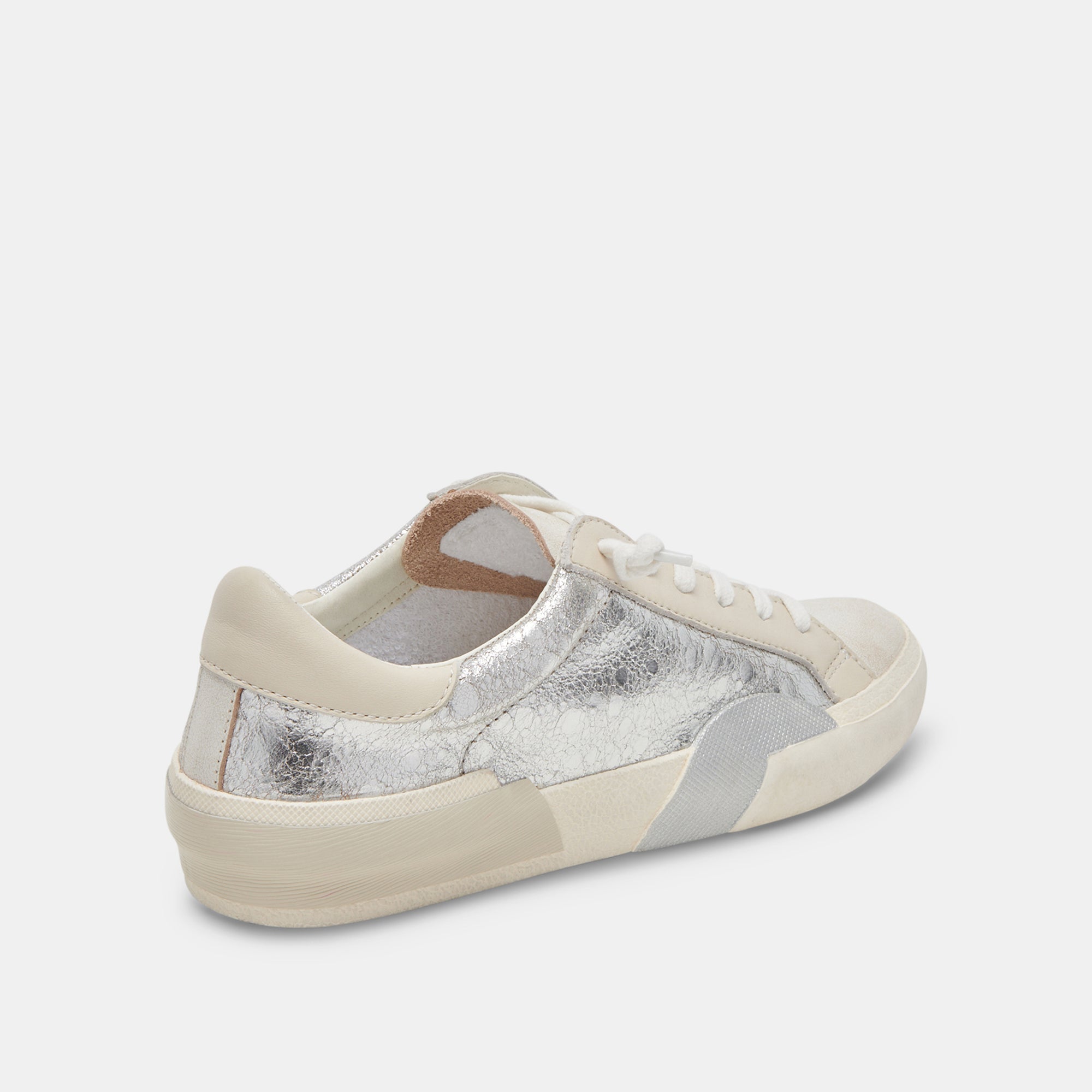ZINA SNEAKERS Chrome Distressed Leather Women's Fashion Sneakers - Stylish & Comfortable for Casual Wear, Street Style & Everyday Outfits