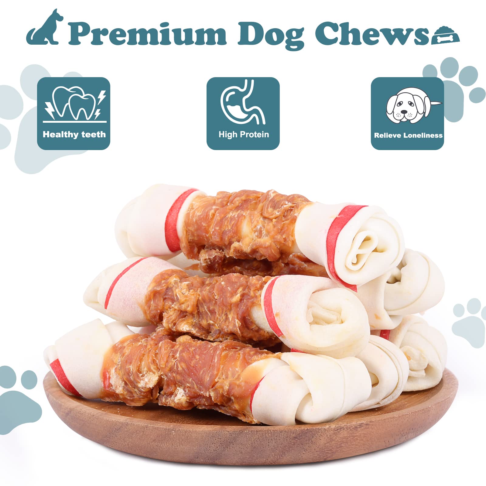 Premium Chicken Rawhide Bones for Large Dogs – Healthy Chewing Treats, Puppy Chews & Snacks – 6.5