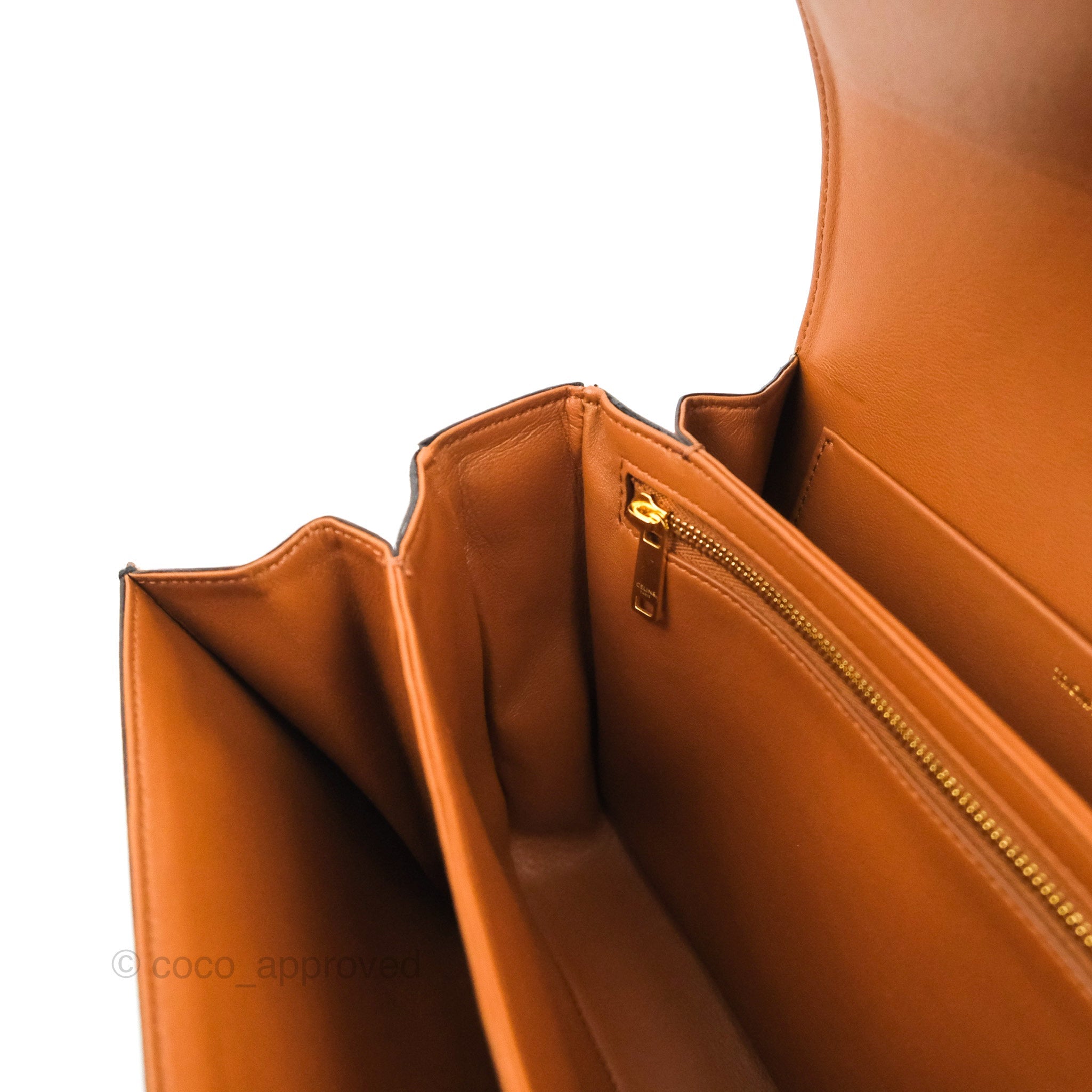 Celine Medium Triomphe Bag in Triomphe Canvas & Tan Calfskin Leather - Luxury Crossbody Shoulder Bag for Women, Perfect for Work, Travel & Everyday Elegance