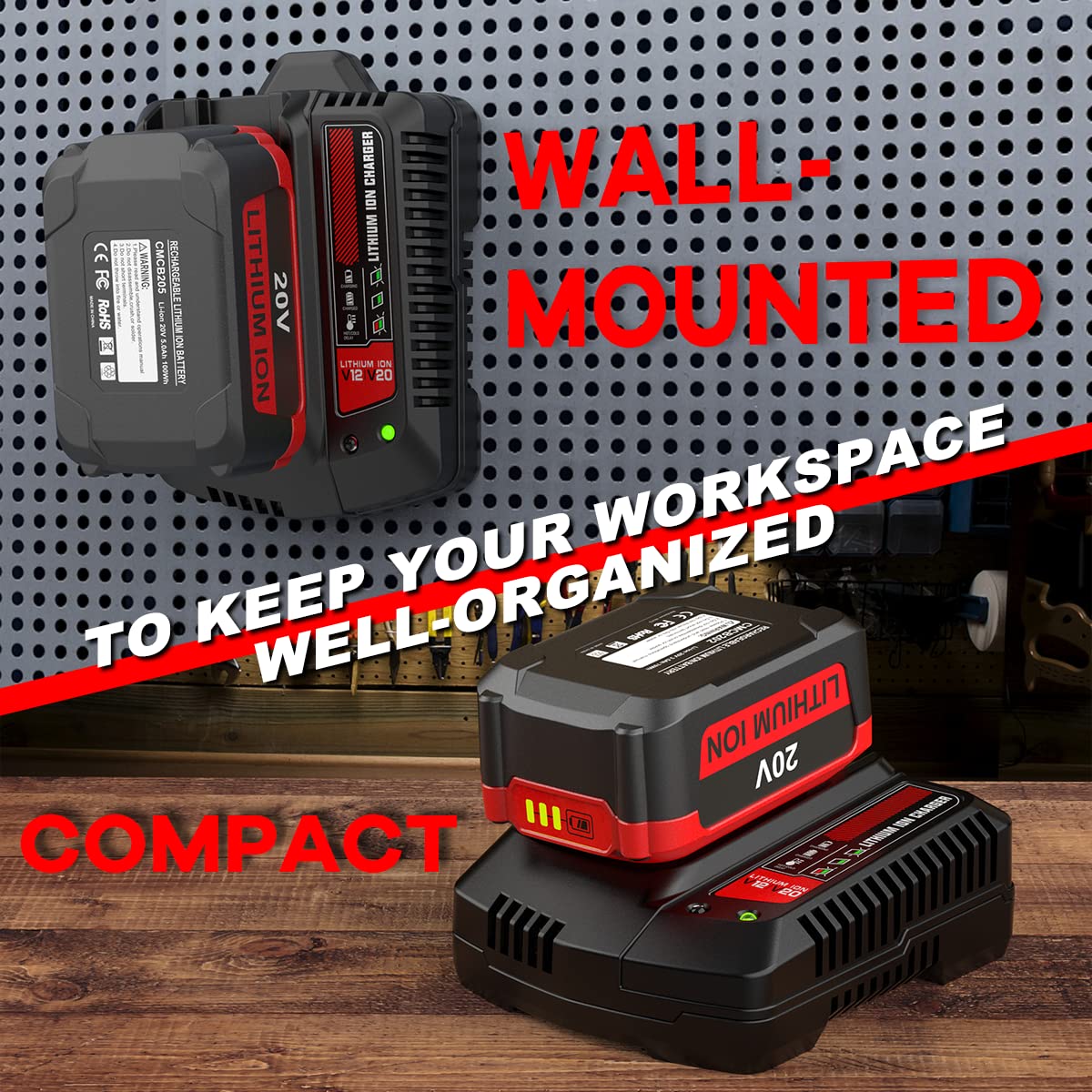 ANTRobut 20V Replacement Charger for Craftsman V20 Battery - CMCB104 Compatible - Fast Charging Power Tool Accessory for Drills, Saws & Outdoor Equipment