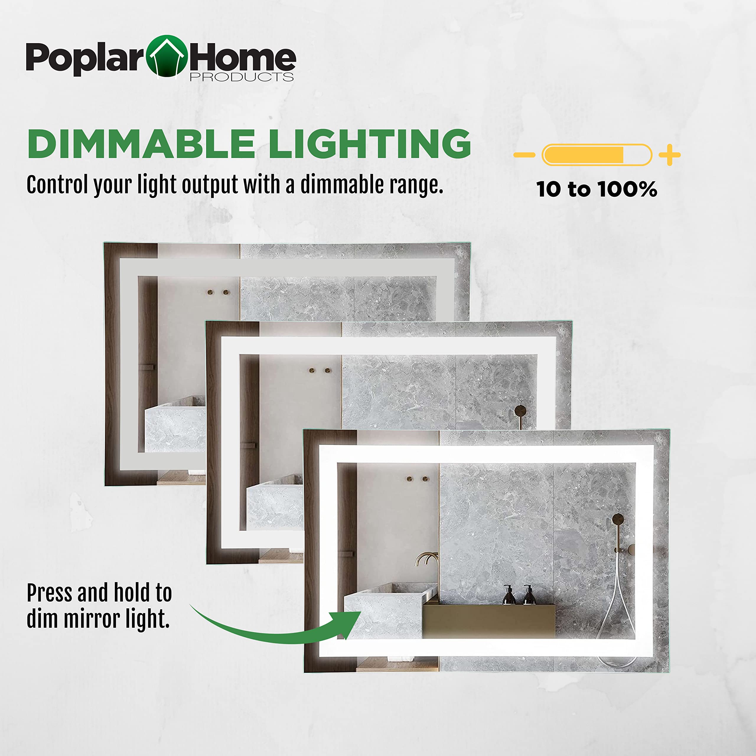 36x24 Inch LED Bathroom Vanity Mirror - Dimmable Anti-Fog Wall Mounted Mirror with Modern Frameless Design for Makeup, Shaving & Home Decor