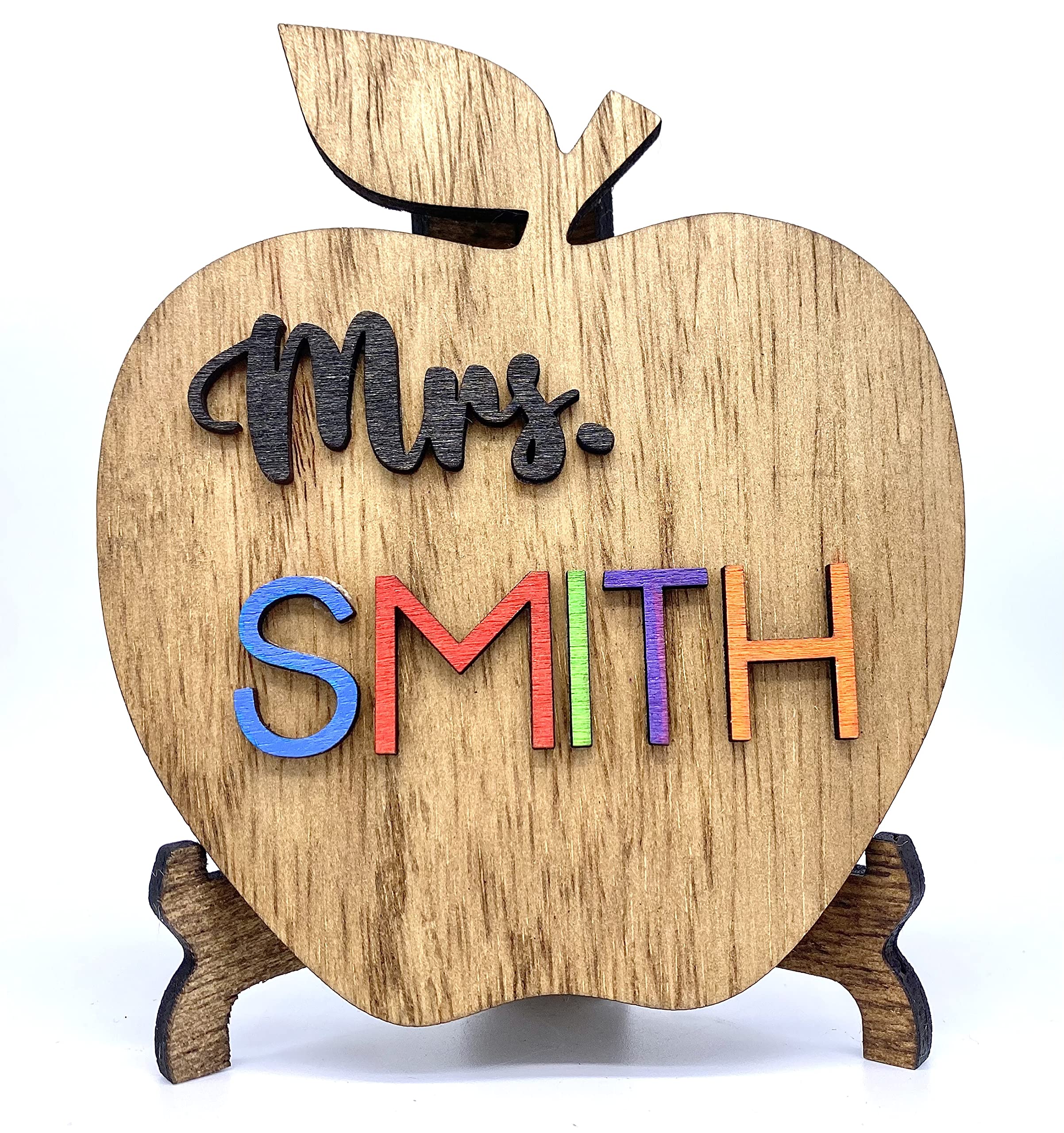 Personalized Teacher Desk Sign - Handmade in USA - Perfect Back to School & Teacher Appreciation Gift for Classroom, Office or Home Decor