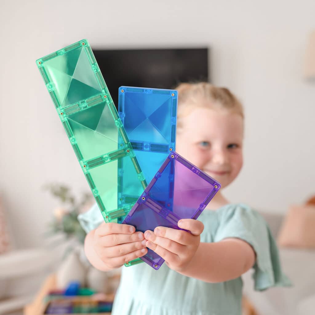 Connetix Magnetic Tiles - 18 Piece Rainbow Rectangle Building Set for Kids, STEM Educational Toys | Perfect for Creative Play, Classroom Activities & Birthday Gifts