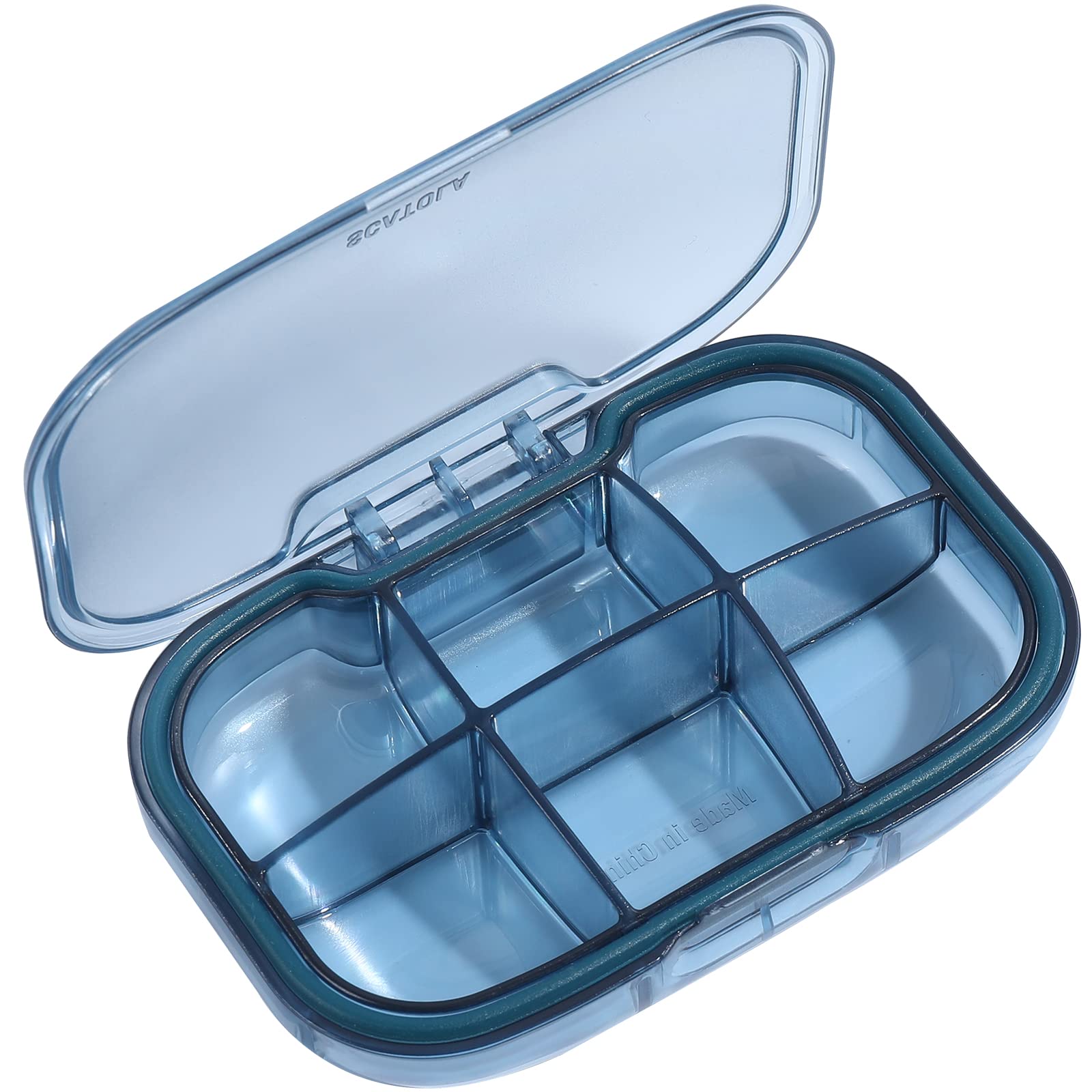 6 Compartment Pill Organizer - Moisture Proof Travel Pill Case for Vitamins, Fish Oil & Supplements | Portable Daily Medicine Box for Purse, Pocket & On-the-Go Use