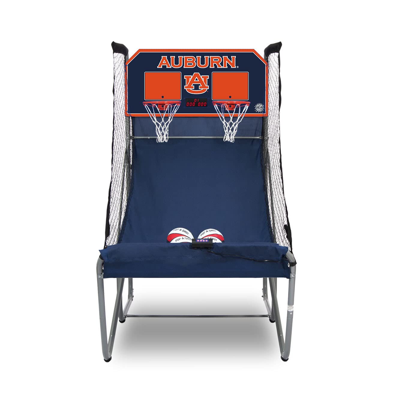 Pop-A-Shot Home Dual Shot Basketball Game with Auburn Tigers NCAA Graphics - Sensor Scoring, 16 Game Modes, 7 Balls, Foldable Design - Perfect for Indoor Sports, Family Fun & NCAA Fan Gifts
