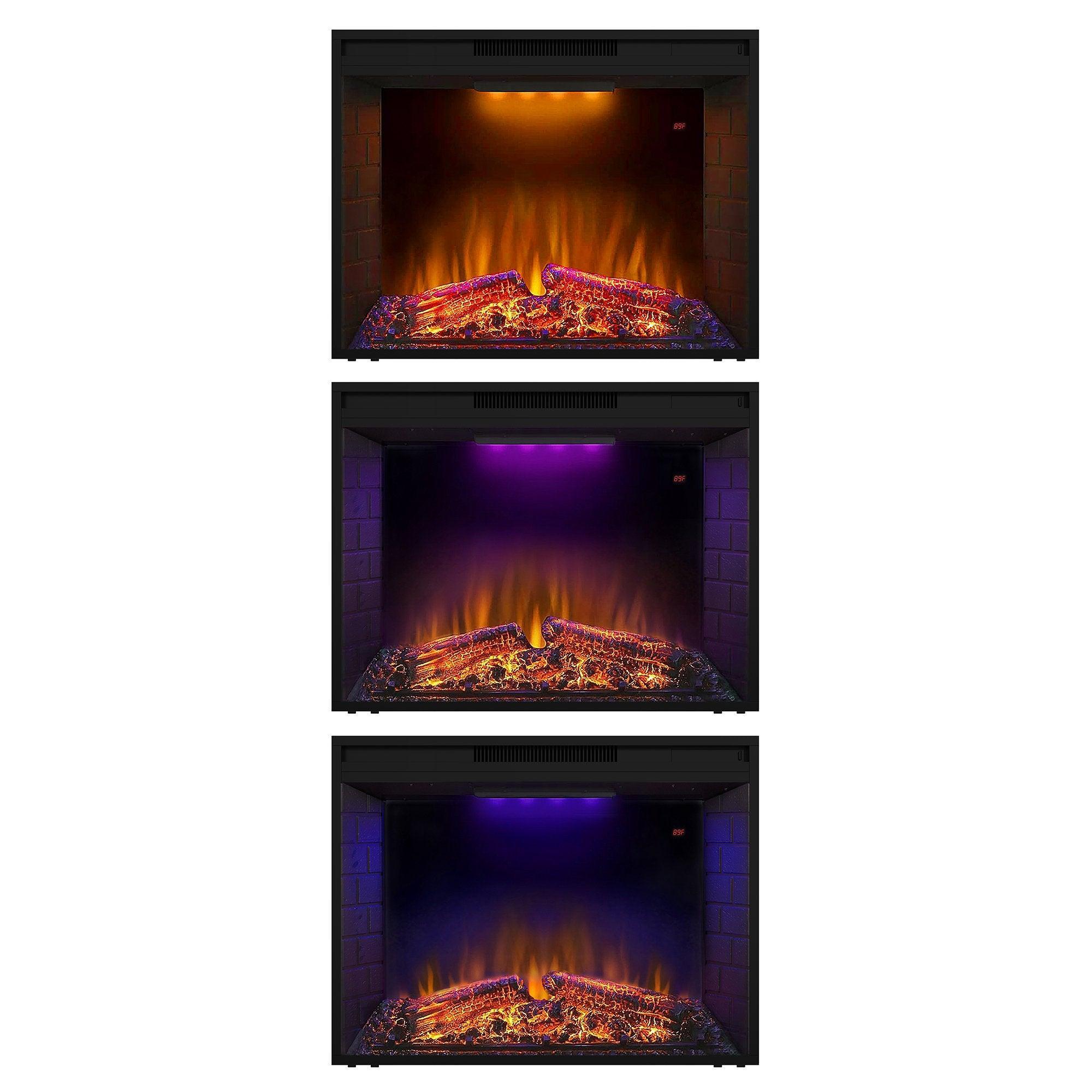 Black Electric Fireplace Heater Insert with Overheating Protection & Remote Control - Perfect for Living Rooms, Bedrooms & Offices