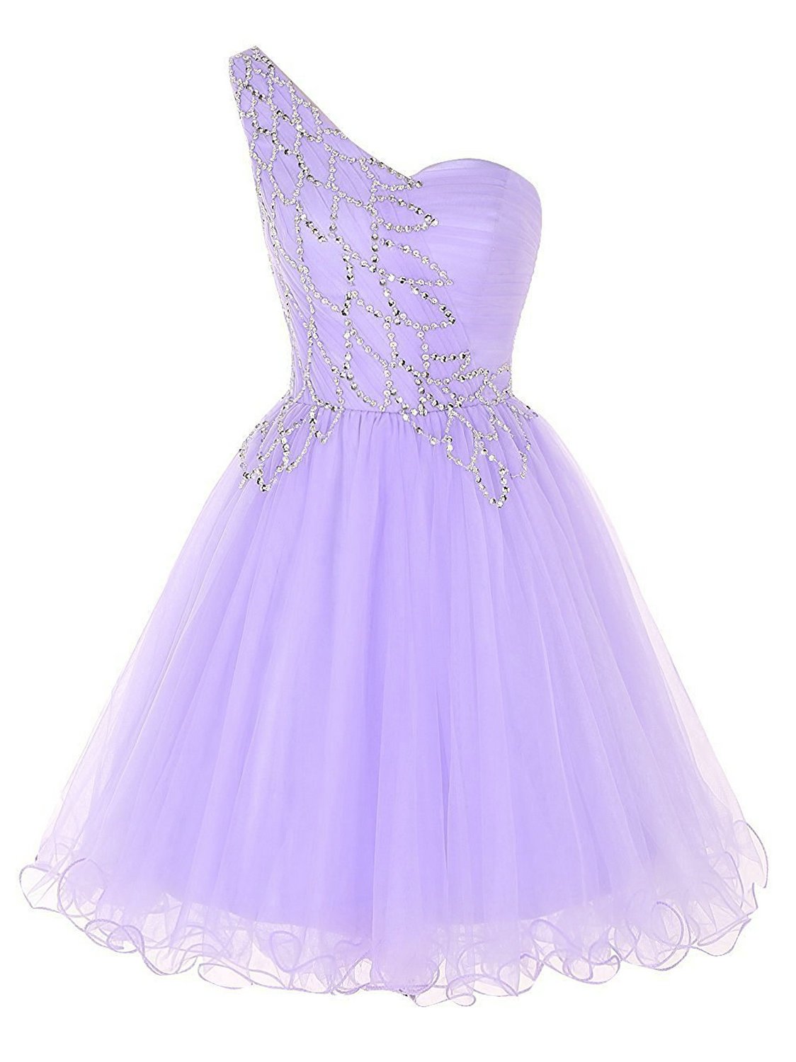 Elegant One Shoulder Short Prom Dress with Beading & Tulle - Perfect for Homecoming, Cocktail Parties & Special Occasions