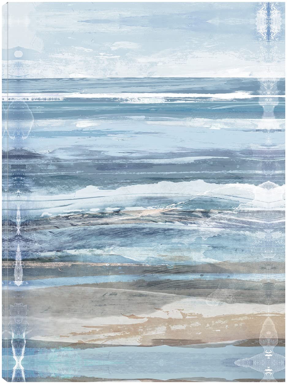 Coastal Watercolor Canvas Wall Art - 42x56 Inch Hand-Painted Beach Decor by Willowbrook Fine Art - Ready to Hang for Living Room, Bedroom, Office & More - Perfect for Beach House, Coastal Theme & Home Staging