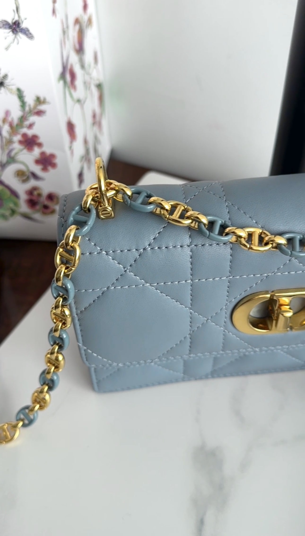 Dior Blue Leather Cannage Miss Caro Mini Chain Bag - Luxury Crossbody Purse for Women | Perfect for Evening Parties, Date Nights & Special Occasions