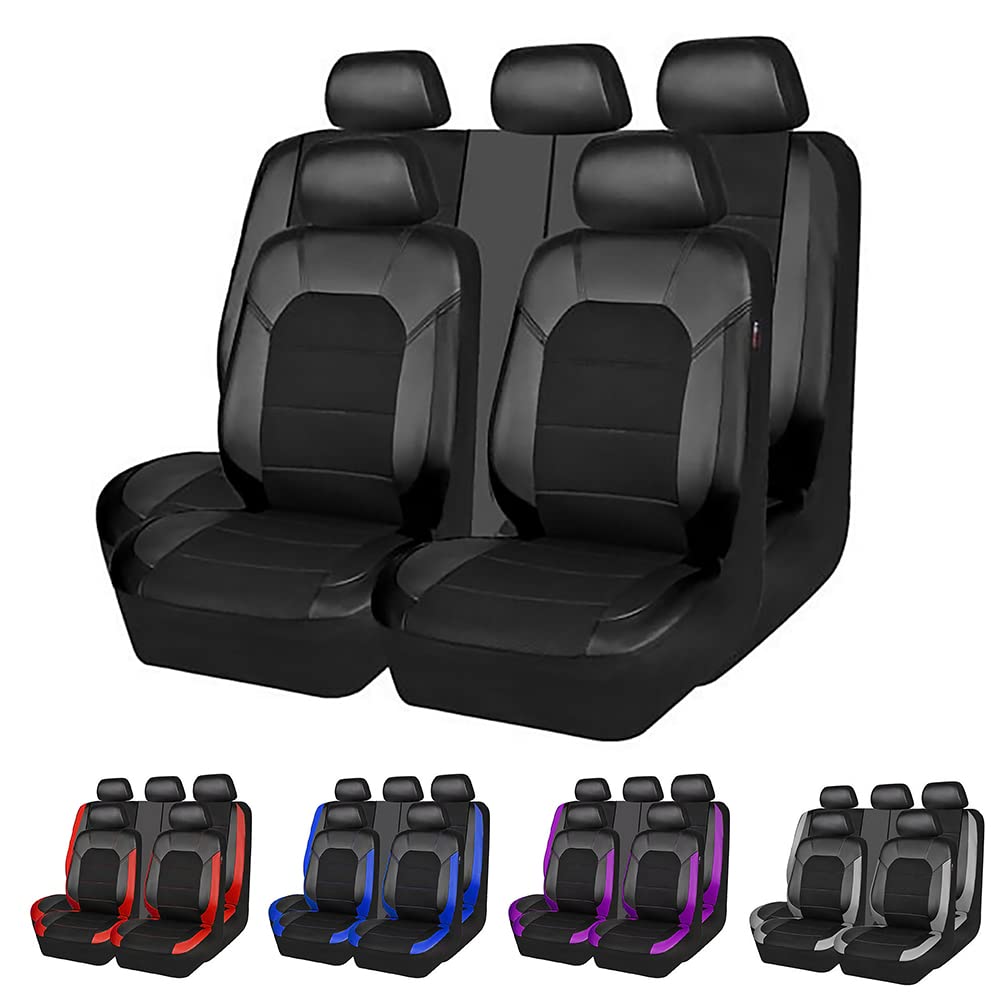 2003-2019 Jeep Cherokee & Grand Cherokee 5-Seat Front Seat Covers - Premium PU Leather & Cloth Blend, Comfortable & Durable Black Auto Seat Protectors - Perfect for Daily Commuting, Road Trips & Off-Road Adventures