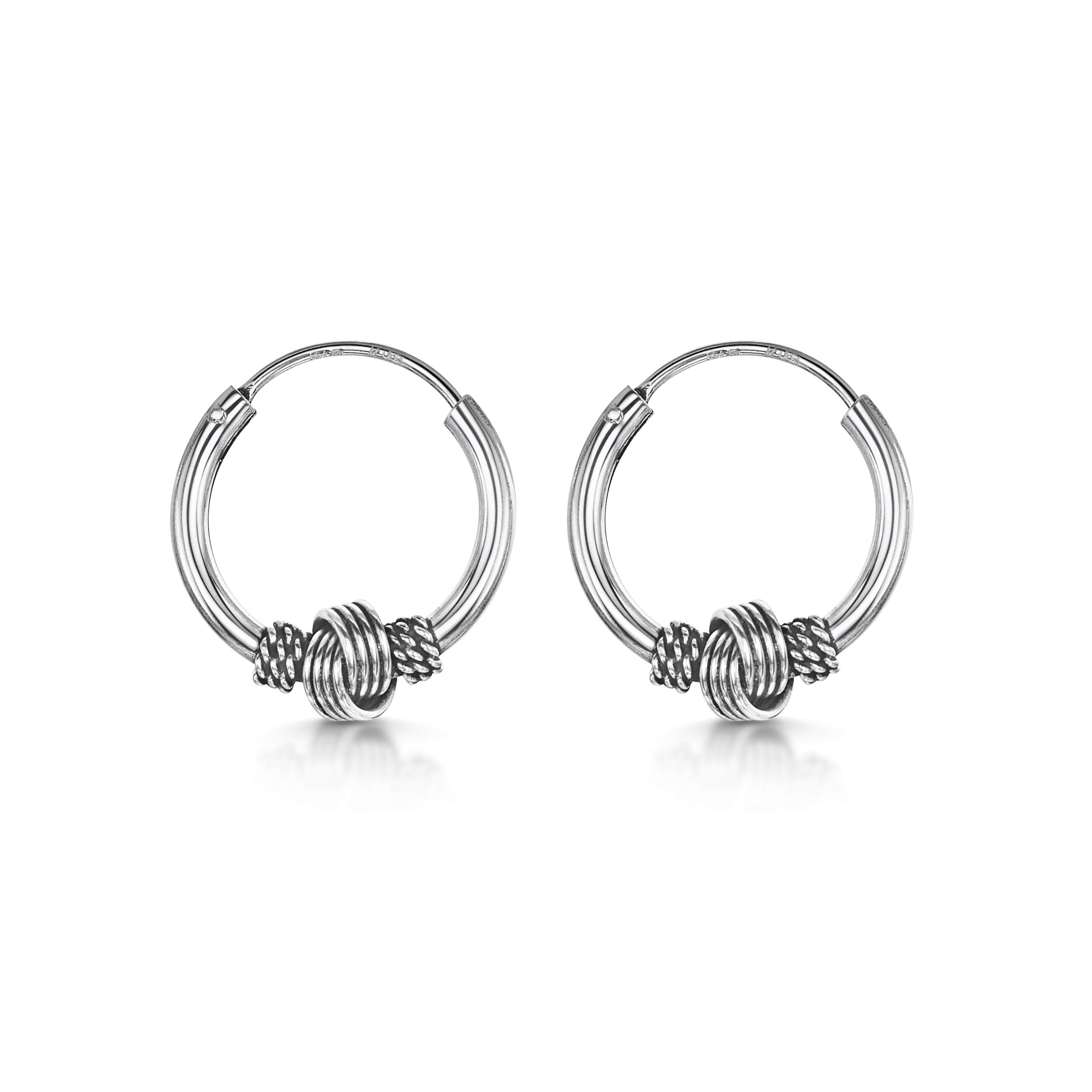 Amberta Women's 925 Sterling Silver Bali Hoop Earrings - Elegant Dangle Earrings for Everyday Wear, Parties & Special Occasions