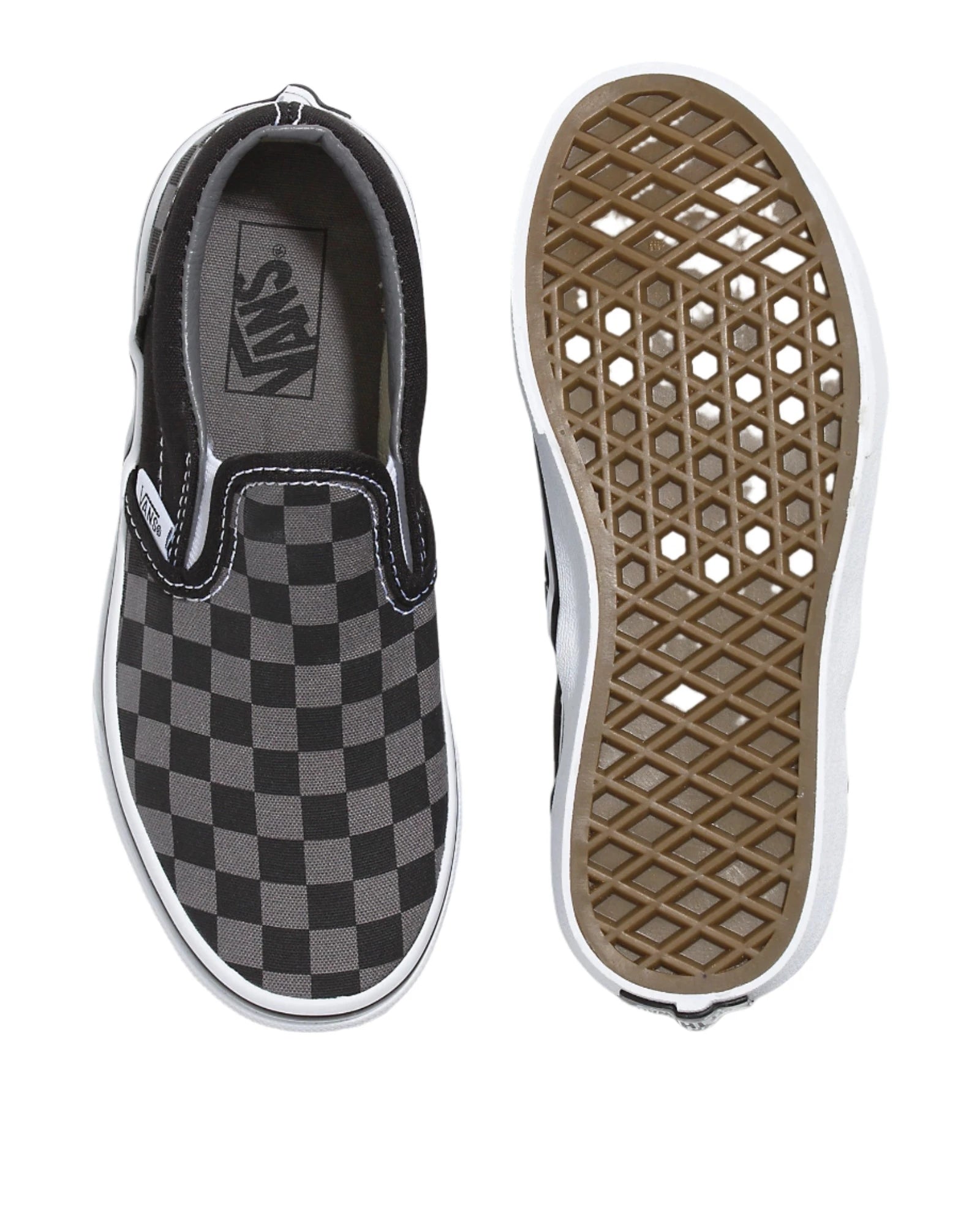 VANS Youth Classic Slip-On Checkerboard Sneakers - Black/Pewter | Comfortable Casual Shoes for Boys & Girls | Perfect for School, Skateboarding & Everyday Wear