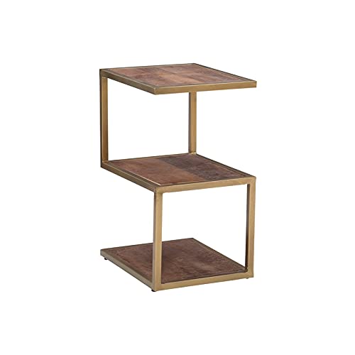Powell Furniture Linon Ellery Gold Metal and Wood Accent Table - Stylish End Table for Living Room, Bedroom, or Office Decor