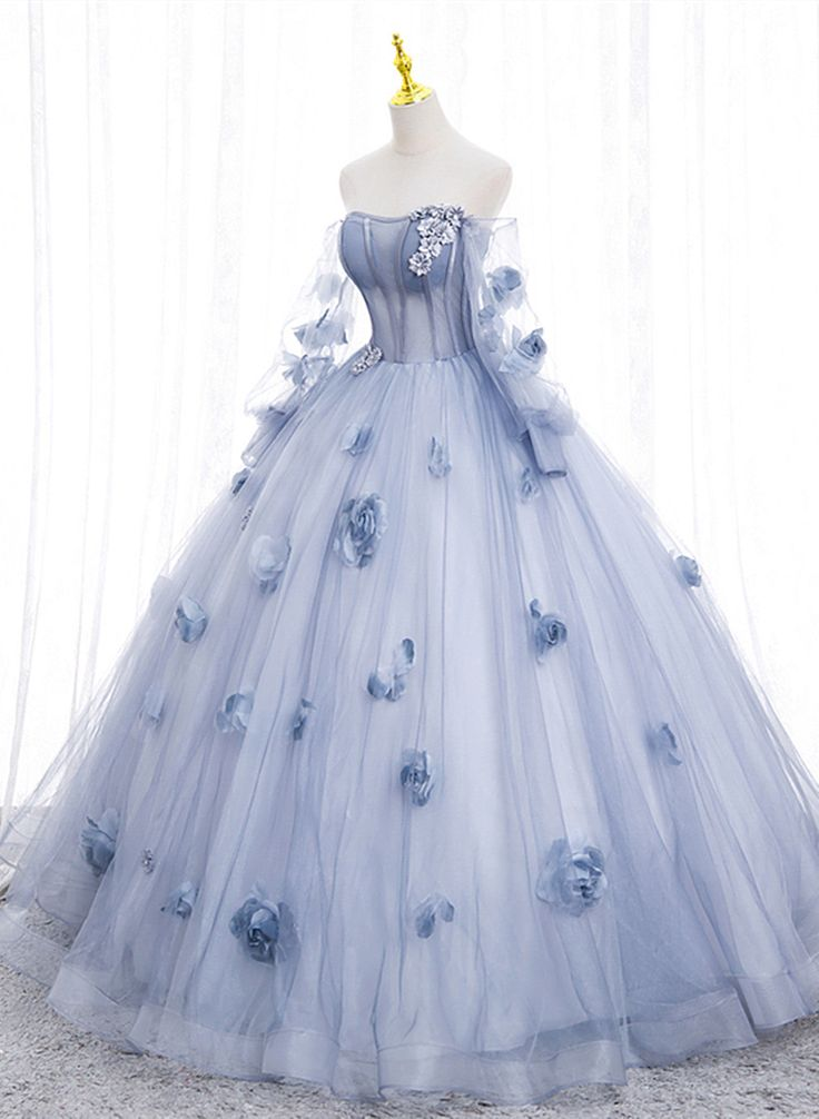 Elegant Long Sleeve Floral Formal Dress for Sweet 16 Party | Women's Prom Evening Gown J4636 | Perfect for Quinceañera, Homecoming, and Special Occasions