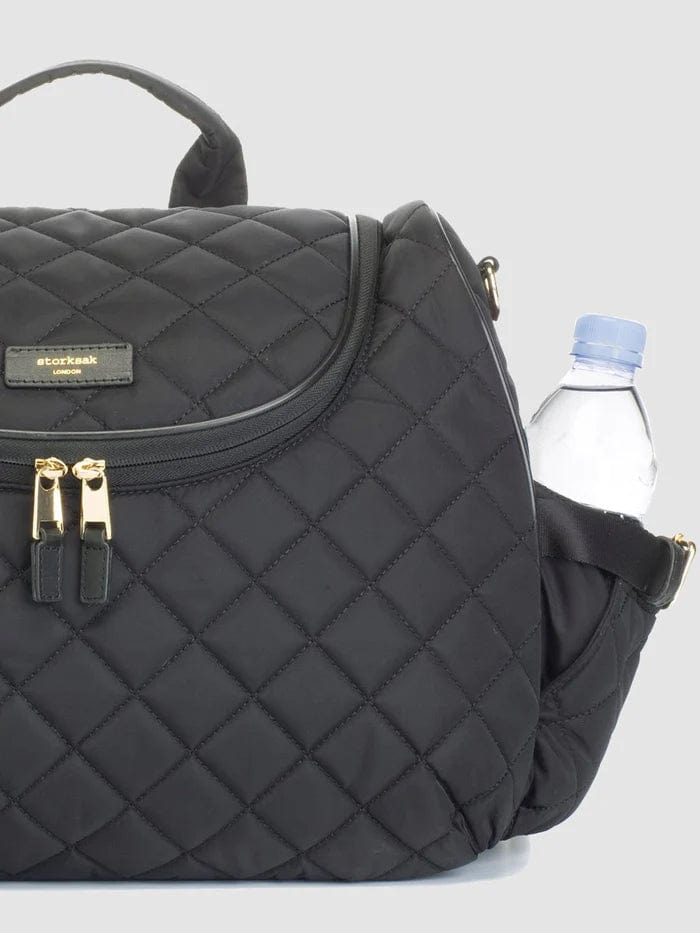Storksak Poppy Luxe Premium Diaper Bag - Black Scuba Waterproof Baby Changing Tote for Moms, Perfect for Travel, Shopping & Daily Use