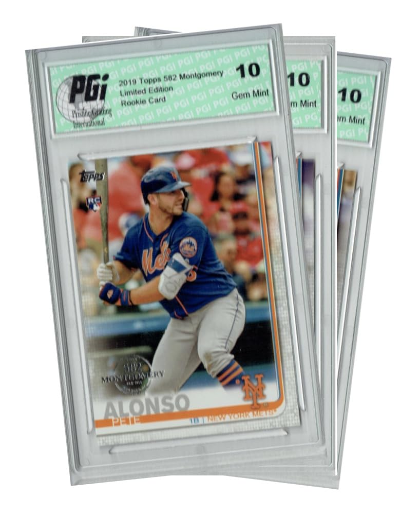 Pete Alonso 2019 Topps 582 Montgomery #475 Rookie Card PGI 10 Gem Mint - New York Mets Baseball Collectible for Fans & Investors